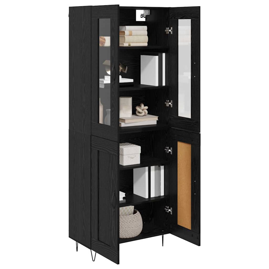 Hoge kast Zwart Eiken 69,5 x 34 x 90 cm Bewerkt hout is nu te koop bij PeponiXL, paradijselijk wonen!