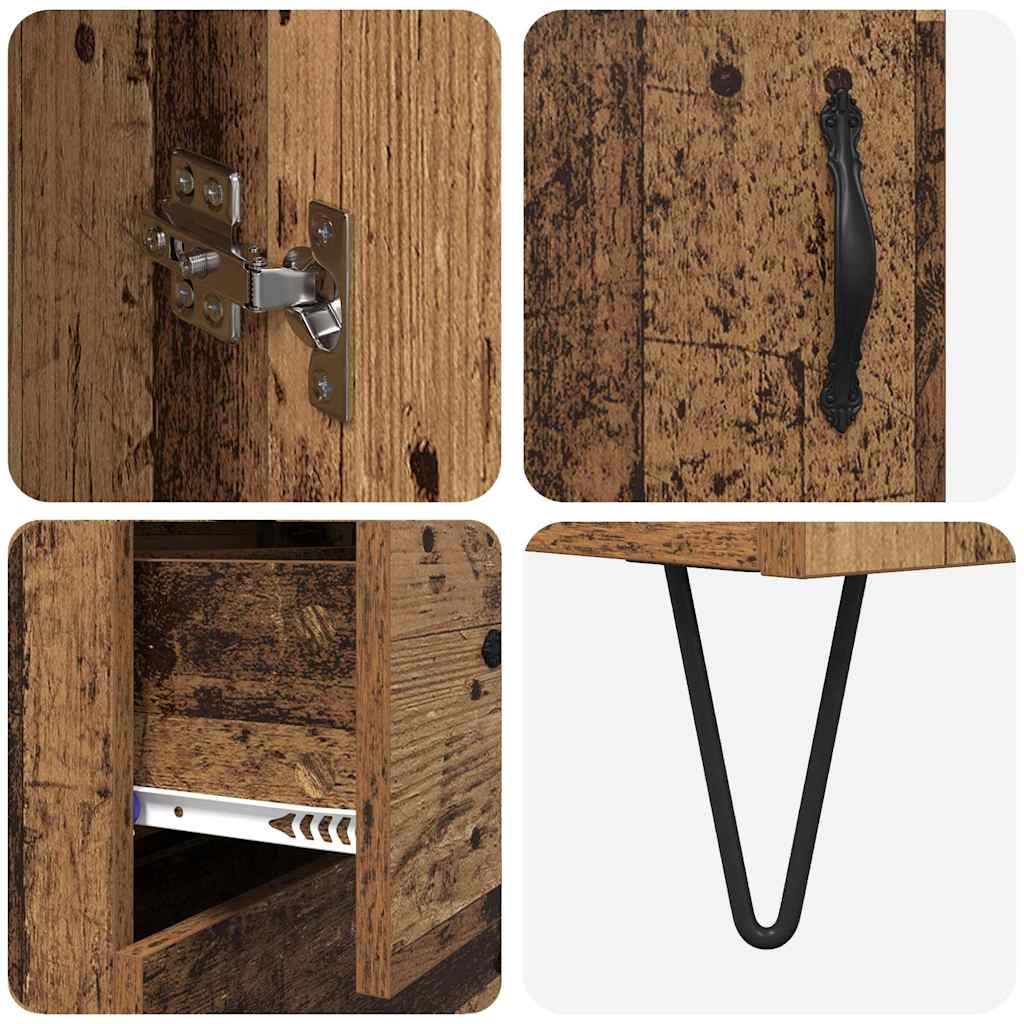 Highboard met lade Oud Hout 34,5 x 34 x 90 cm Bewerkt hout is nu te koop bij PeponiXL, paradijselijk wonen!
