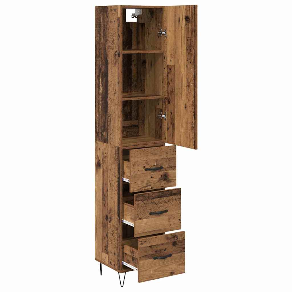 Highboard met lade Oud Hout 34,5 x 34 x 90 cm Bewerkt hout is nu te koop bij PeponiXL, paradijselijk wonen!