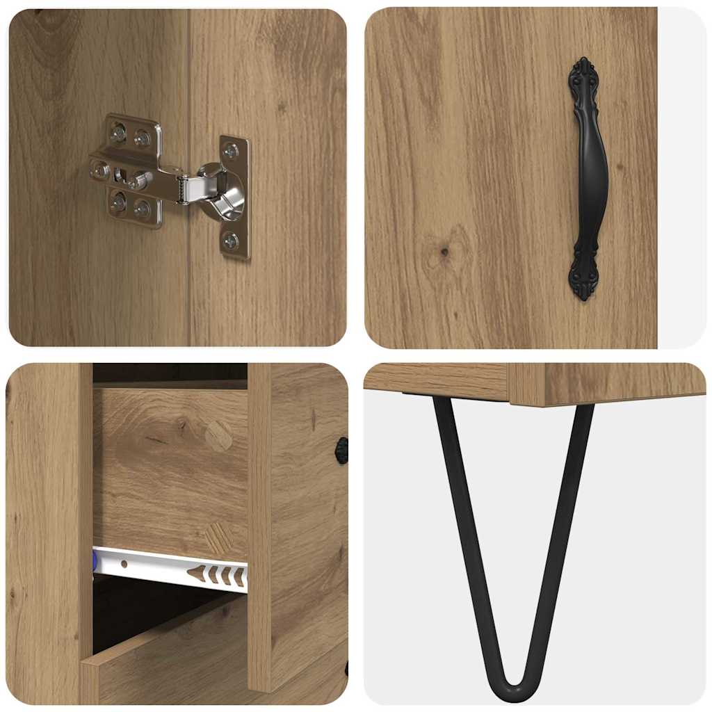 Highboard met lade Artisan Eiken 34,5 x 34 x 90 cm Bewerkt hout is nu te koop bij PeponiXL, paradijselijk wonen!