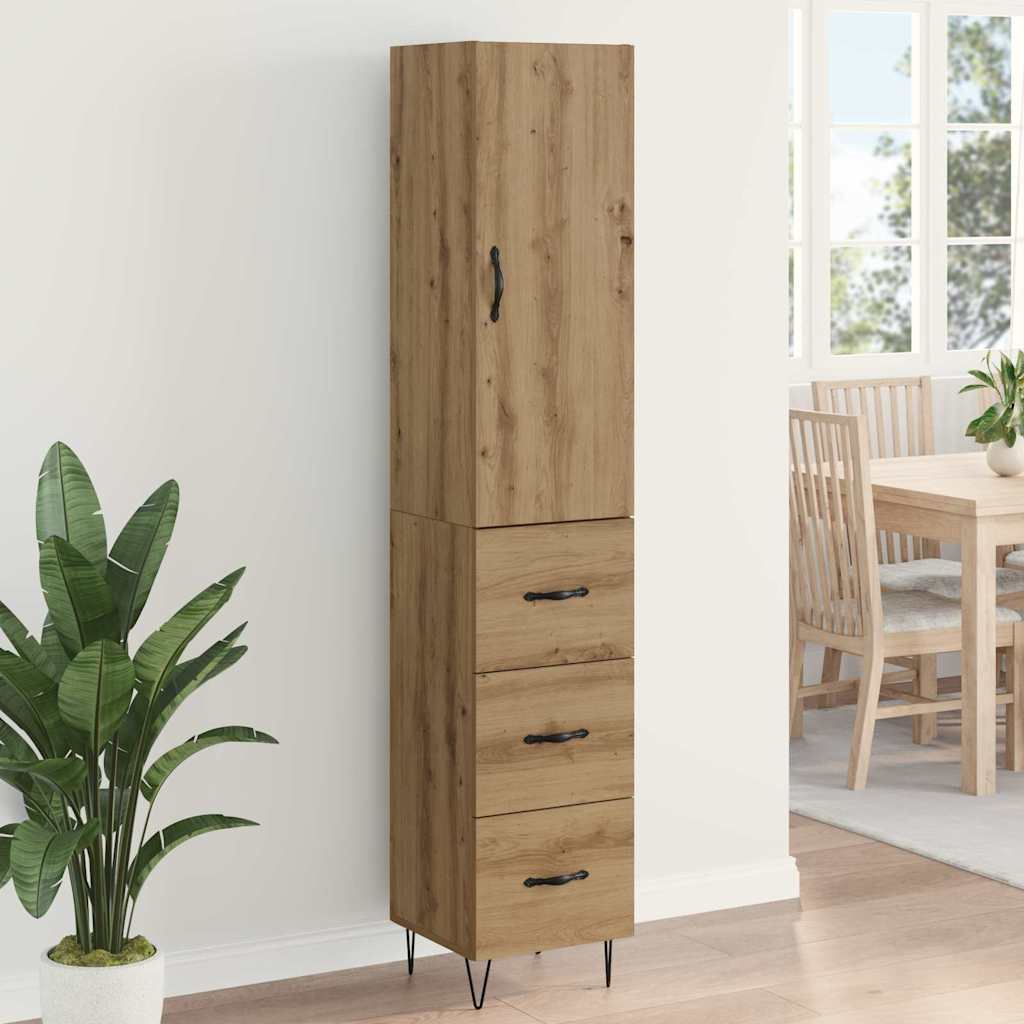 Highboard met lade Artisan Eiken 34,5 x 34 x 90 cm Bewerkt hout is nu te koop bij PeponiXL, paradijselijk wonen!