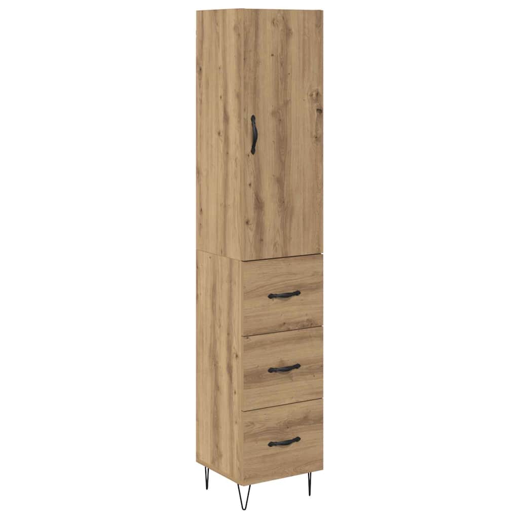 Highboard met lade Artisan Eiken 34,5 x 34 x 90 cm Bewerkt hout is nu te koop bij PeponiXL, paradijselijk wonen!