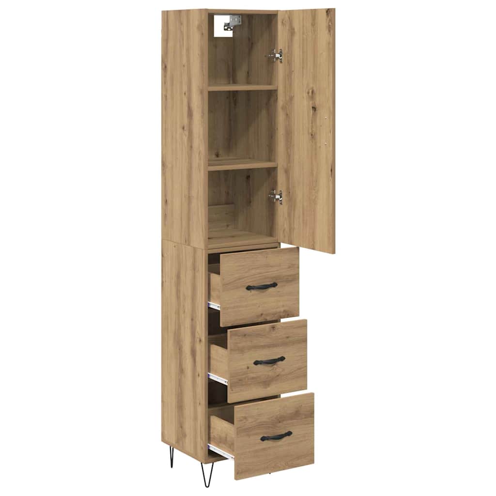 Highboard met lade Artisan Eiken 34,5 x 34 x 90 cm Bewerkt hout is nu te koop bij PeponiXL, paradijselijk wonen!
