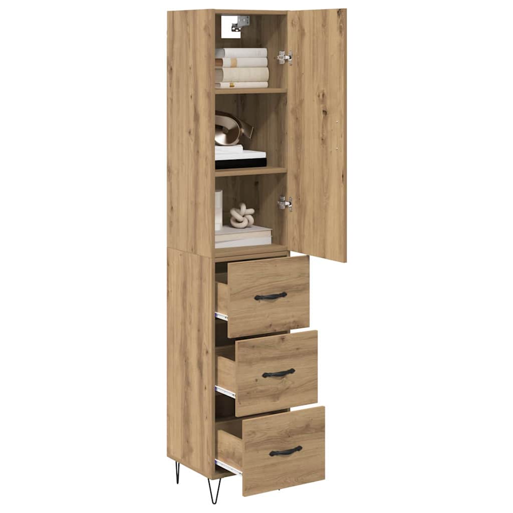 Highboard met lade Artisan Eiken 34,5 x 34 x 90 cm Bewerkt hout is nu te koop bij PeponiXL, paradijselijk wonen!