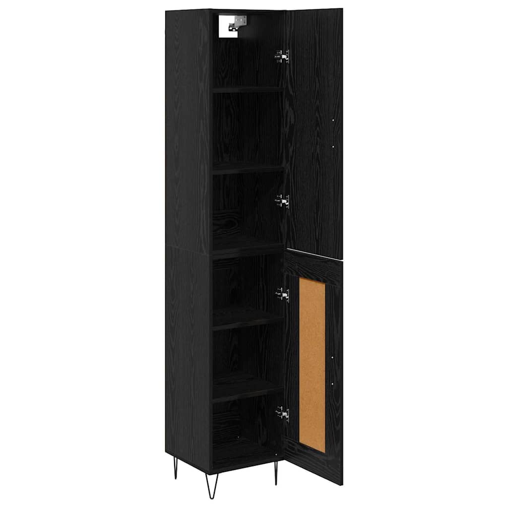 Highboard Zwart Eiken 34,5 x 34 x 90 cm Bewerkt hout is nu te koop bij PeponiXL, paradijselijk wonen!