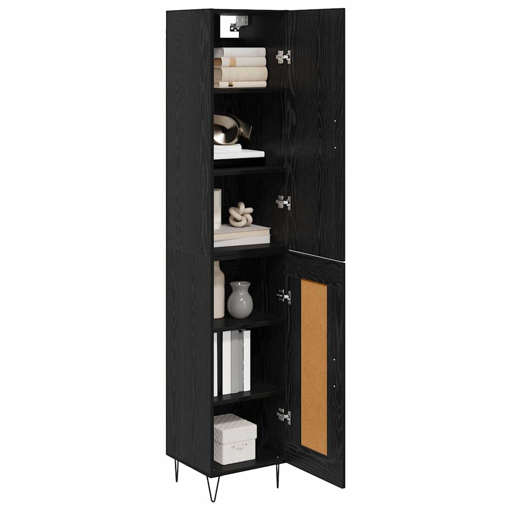 Highboard Zwart Eiken 34,5 x 34 x 90 cm Bewerkt hout is nu te koop bij PeponiXL, paradijselijk wonen!