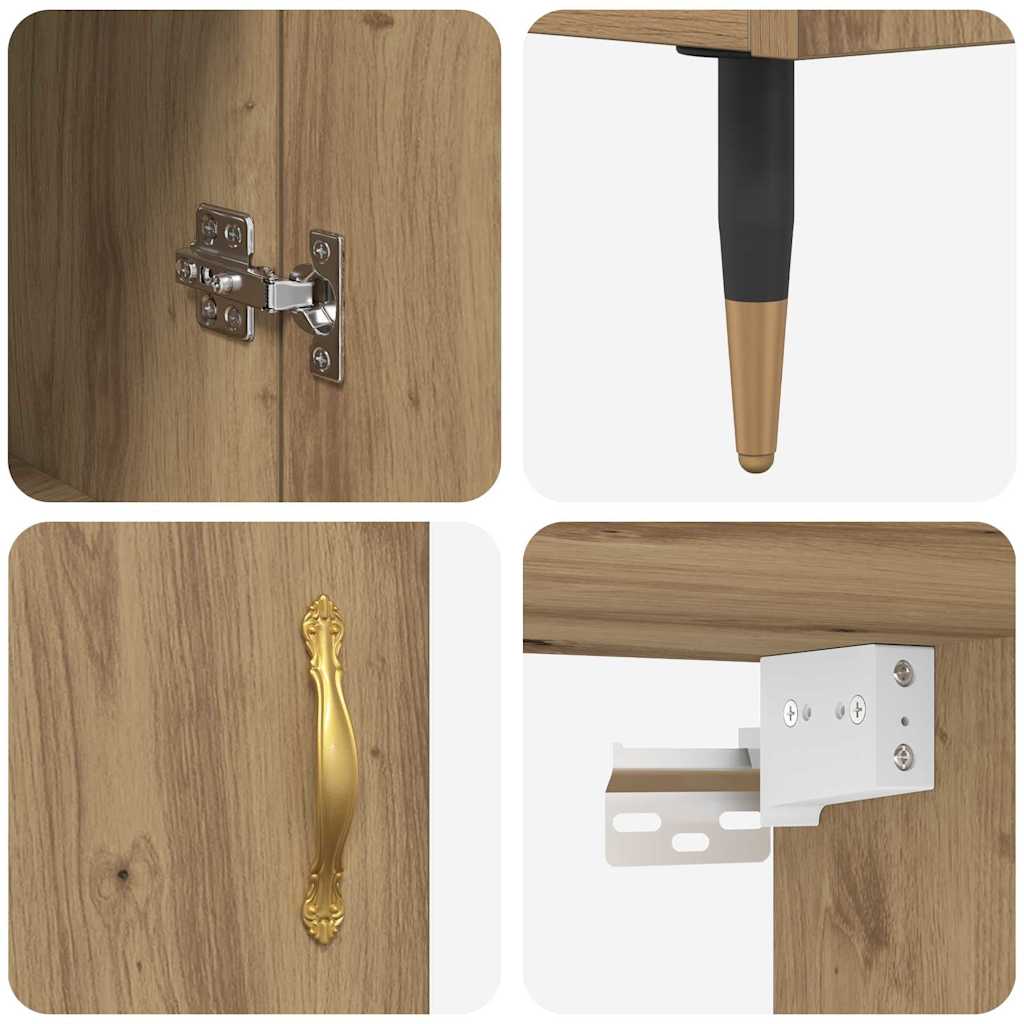 Highboard Artisan Eiken 69,5 x 34 x 90 cm Bewerkt hout is nu te koop bij PeponiXL, paradijselijk wonen!