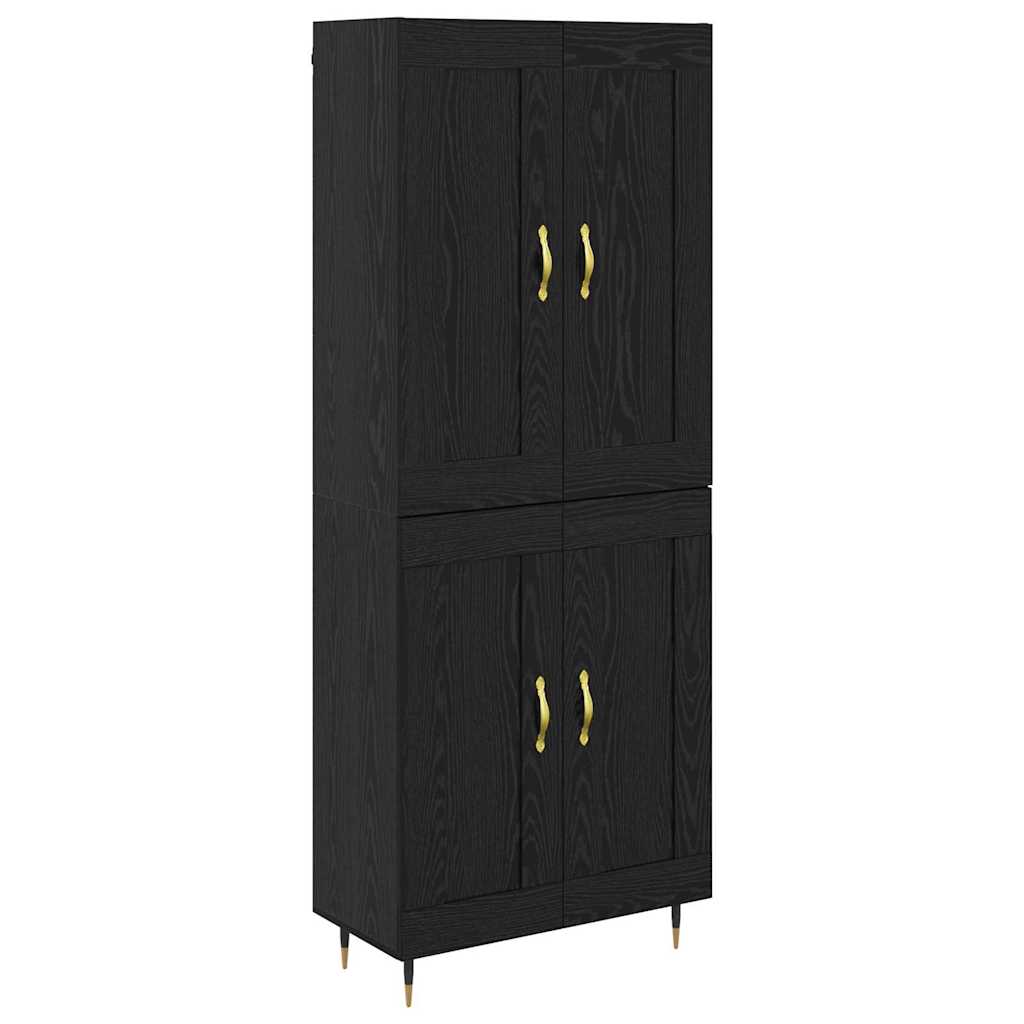 Highboard Zwart Eiken 69,5 x 34 x 90 cm Bewerkt hout is nu te koop bij PeponiXL, paradijselijk wonen!