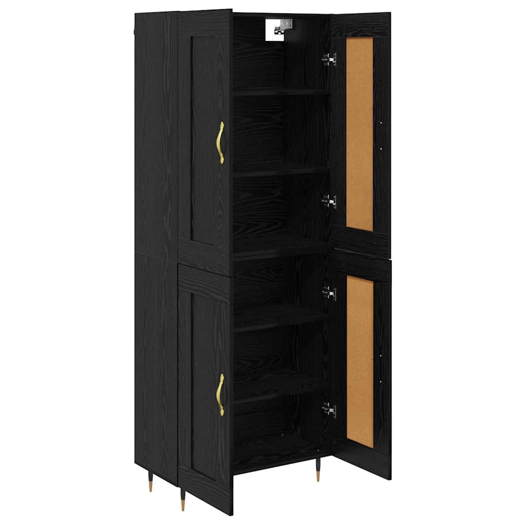 Highboard Zwart Eiken 69,5 x 34 x 90 cm Bewerkt hout is nu te koop bij PeponiXL, paradijselijk wonen!