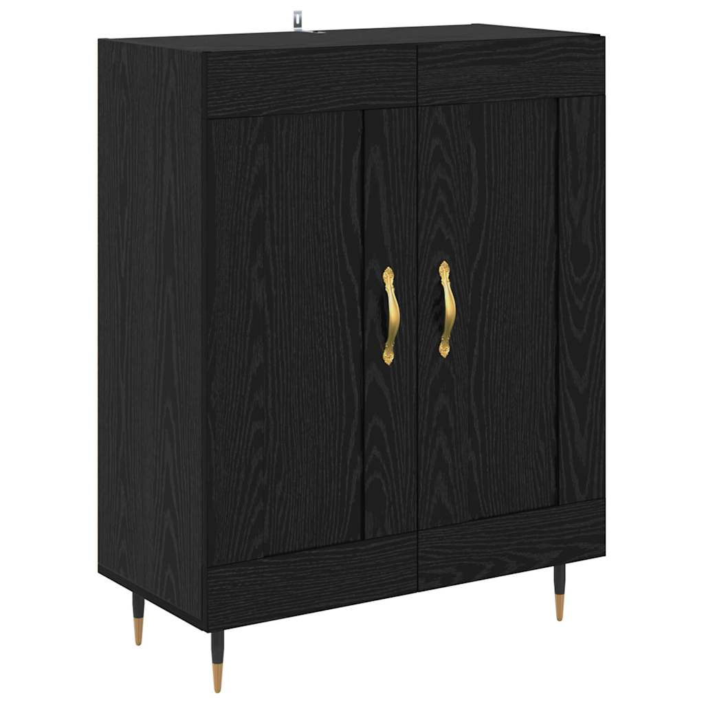 Highboard Zwart Eiken 69,5 x 34 x 90 cm Bewerkt hout is nu te koop bij PeponiXL, paradijselijk wonen!