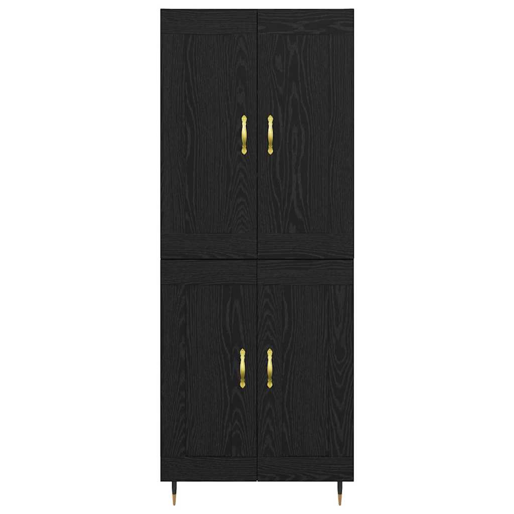 Highboard Zwart Eiken 69,5 x 34 x 90 cm Bewerkt hout is nu te koop bij PeponiXL, paradijselijk wonen!