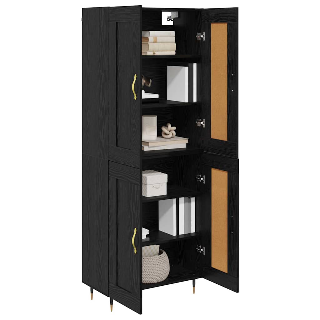 Highboard Zwart Eiken 69,5 x 34 x 90 cm Bewerkt hout is nu te koop bij PeponiXL, paradijselijk wonen!