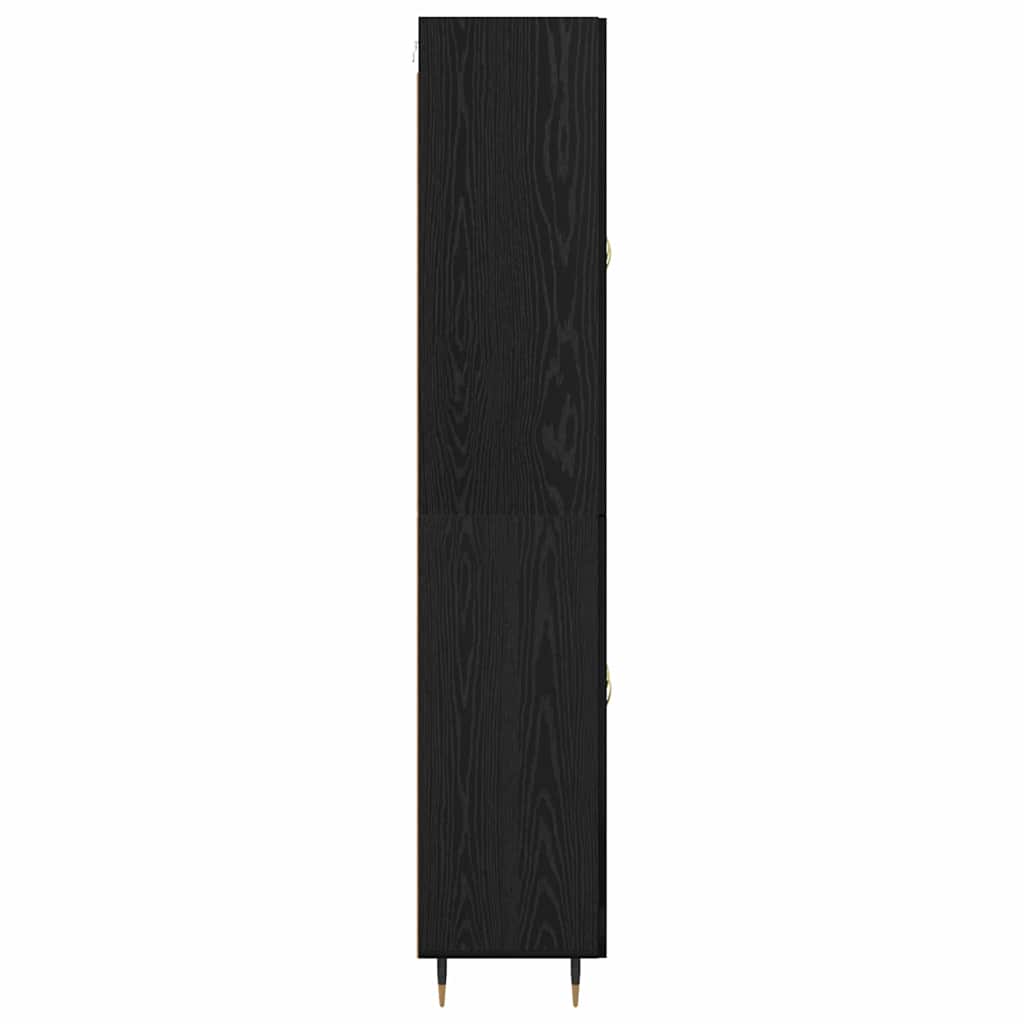 Highboard Zwart Eiken 69,5 x 34 x 90 cm Bewerkt hout is nu te koop bij PeponiXL, paradijselijk wonen!