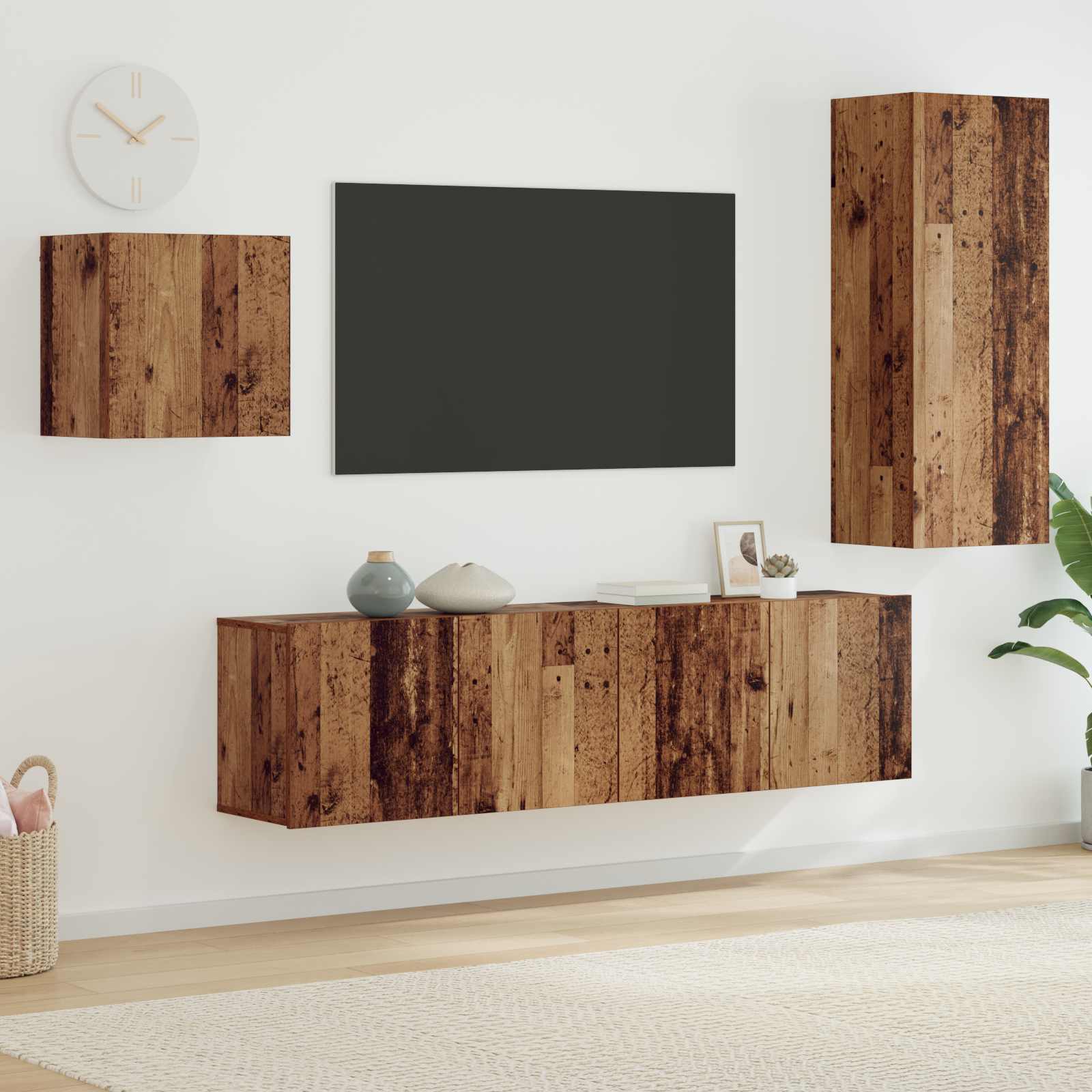 TV-kast Wandgemonteerd 4 pcs Oud Hout Bewerkt hout is nu te koop bij PeponiXL, paradijselijk wonen!