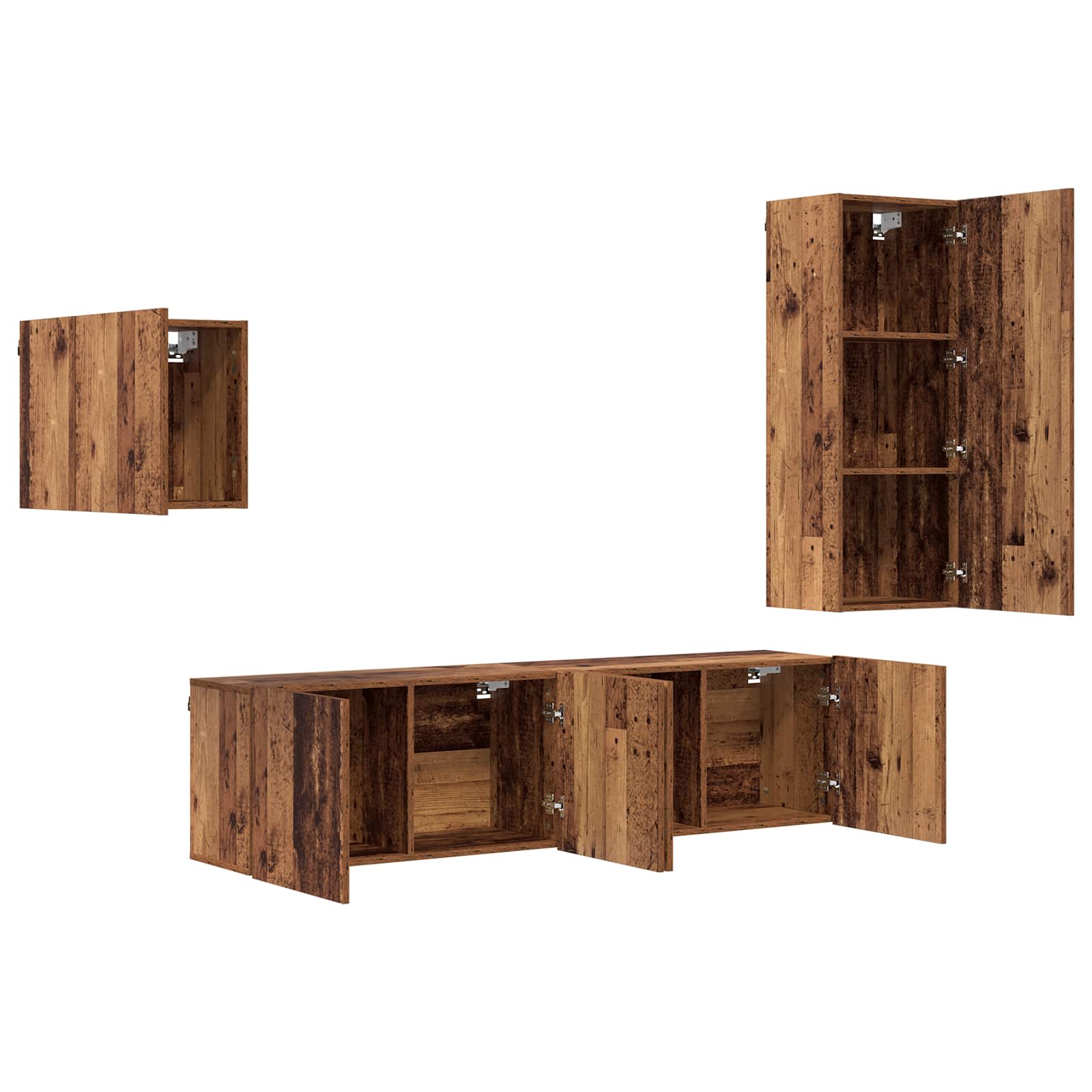 TV-kast Wandgemonteerd 4 pcs Oud Hout Bewerkt hout is nu te koop bij PeponiXL, paradijselijk wonen!