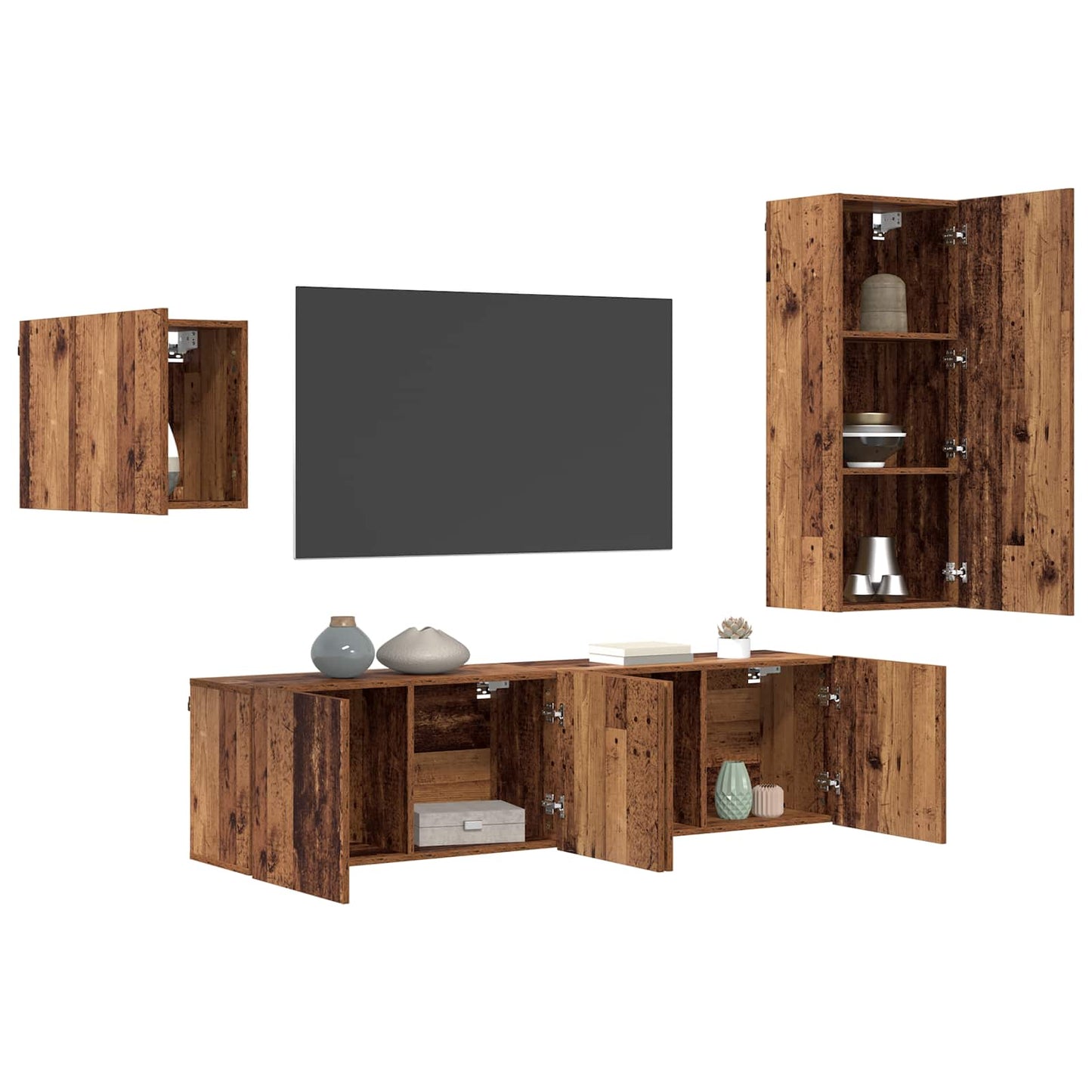 TV-kast Wandgemonteerd 4 pcs Oud Hout Bewerkt hout is nu te koop bij PeponiXL, paradijselijk wonen!