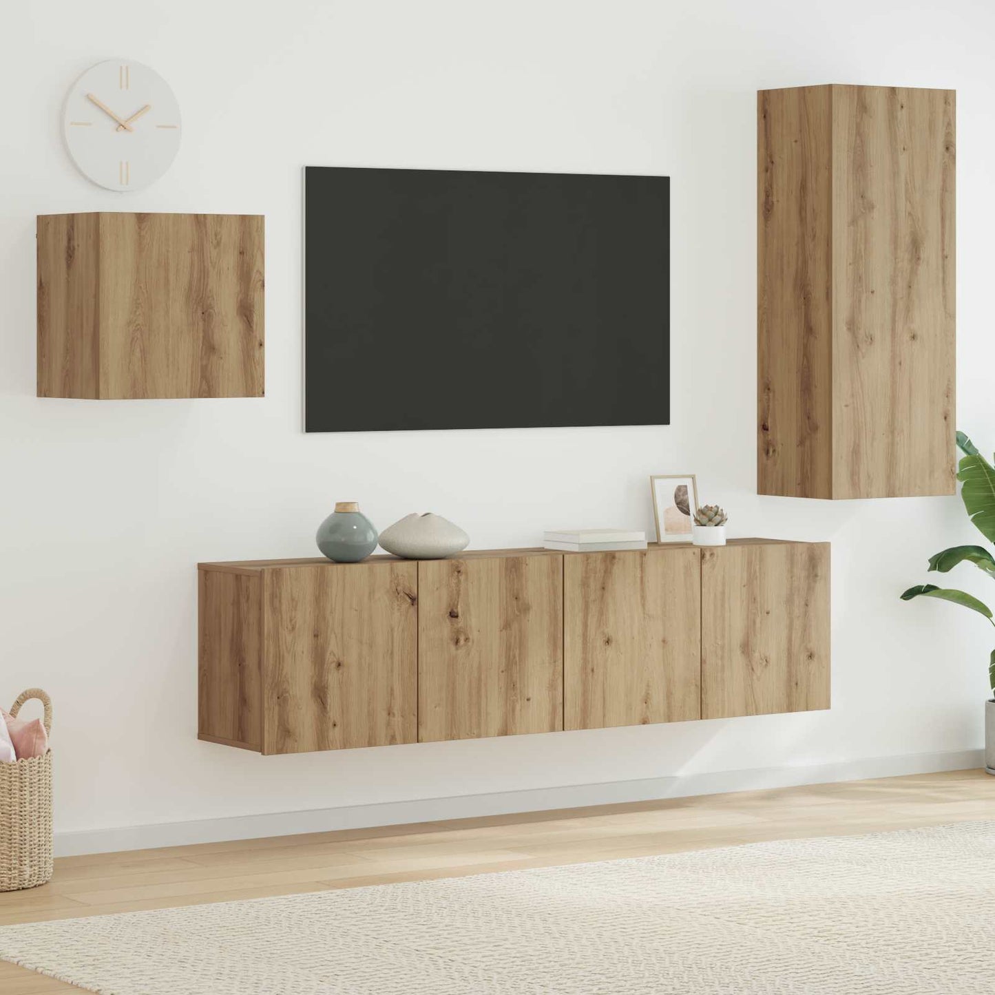 TV-kast Wandgemonteerd 4 pcs Artisan Eiken Bewerkt hout is nu te koop bij PeponiXL, paradijselijk wonen!