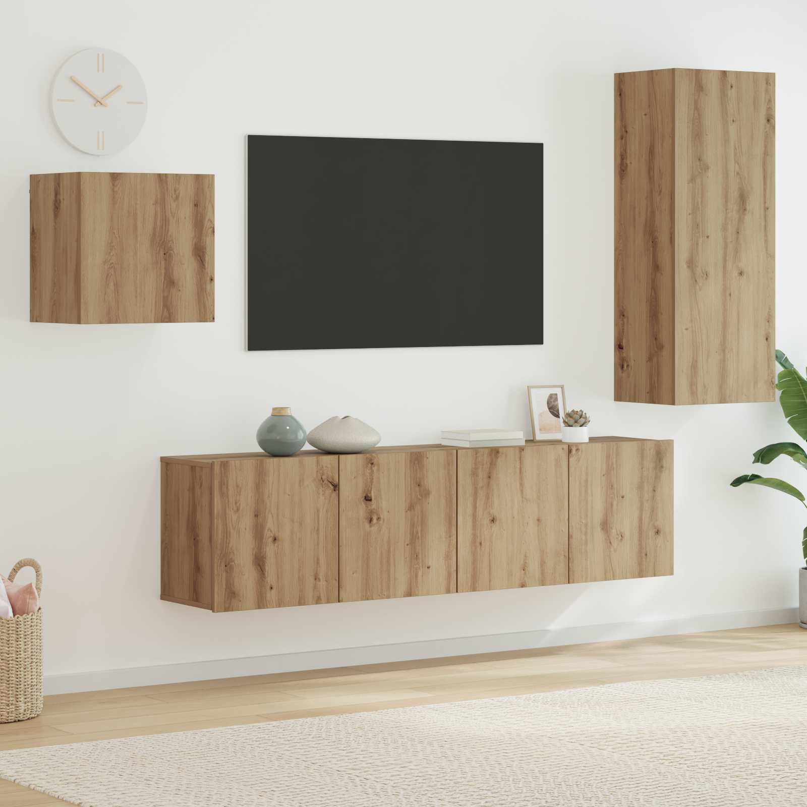 TV-kast Wandgemonteerd 4 pcs Artisan Eiken Bewerkt hout is nu te koop bij PeponiXL, paradijselijk wonen!