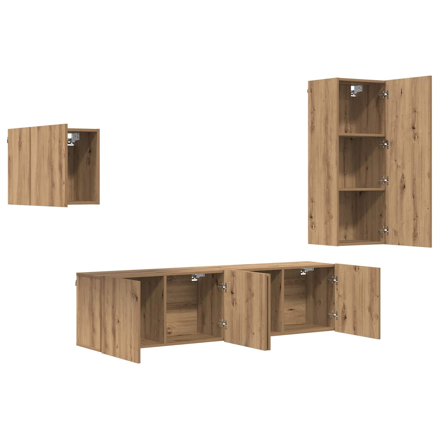 TV-kast Wandgemonteerd 4 pcs Artisan Eiken Bewerkt hout is nu te koop bij PeponiXL, paradijselijk wonen!