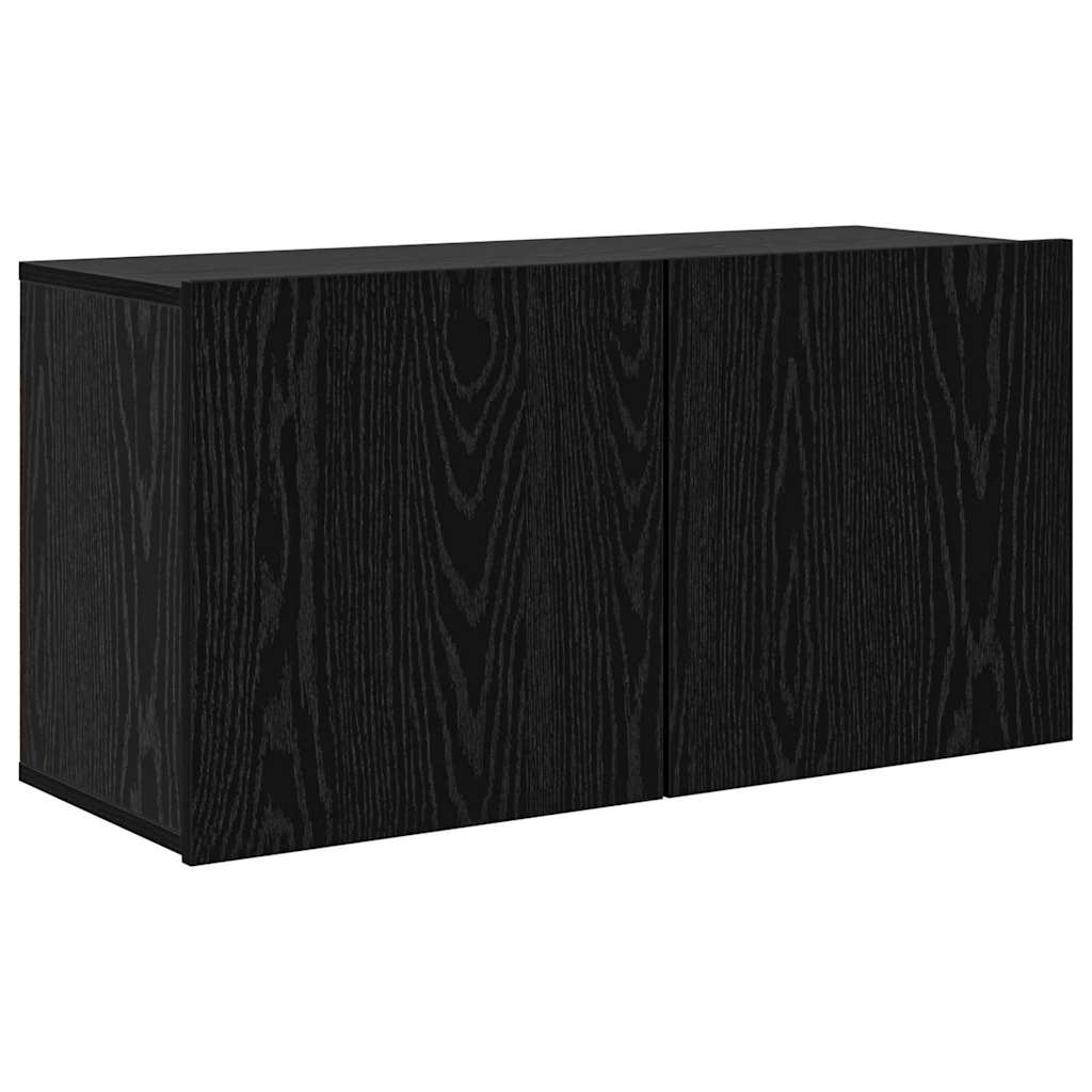 TV-kast Wandgemonteerd 4 pcs Zwart Eiken Bewerkt hout is nu te koop bij PeponiXL, paradijselijk wonen!