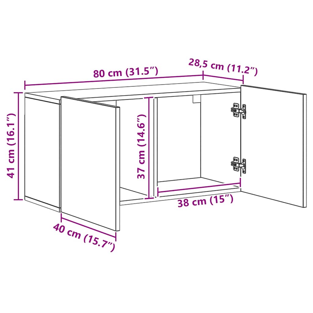 TV-kast Wandgemonteerd 4 pcs Zwart Eiken Bewerkt hout is nu te koop bij PeponiXL, paradijselijk wonen!