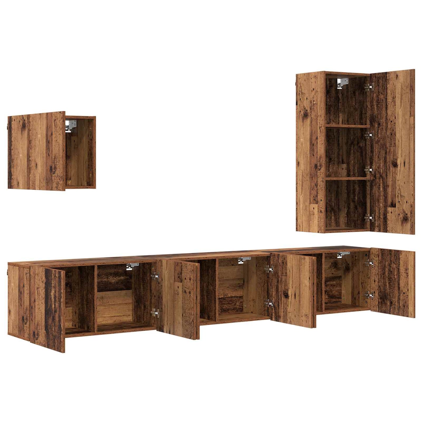 TV-wandmeubel Wandgemonteerd 5 pcs Oud Hout Bewerkt hout is nu te koop bij PeponiXL, paradijselijk wonen!