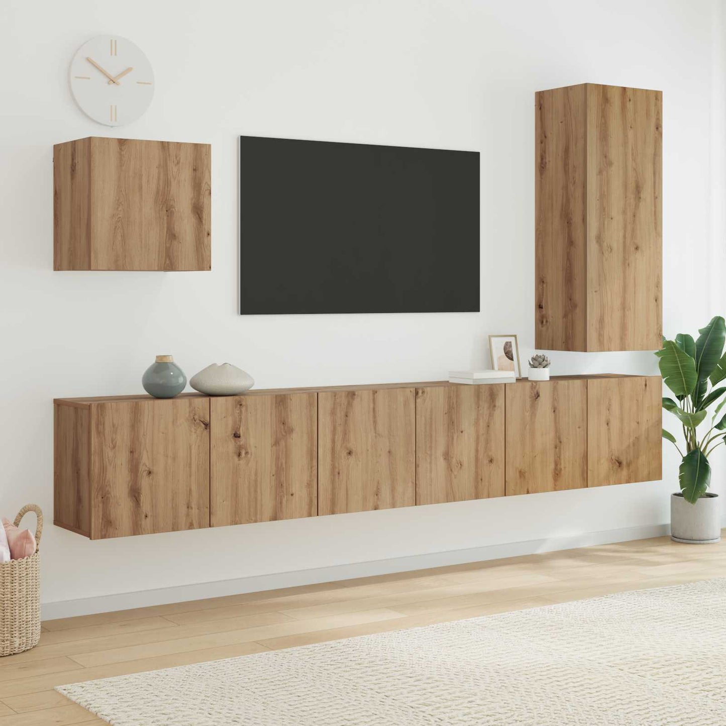 TV-wandmeubel Wandgemonteerd 5 pcs Artisan Eiken Bewerkt hout is nu te koop bij PeponiXL, paradijselijk wonen!