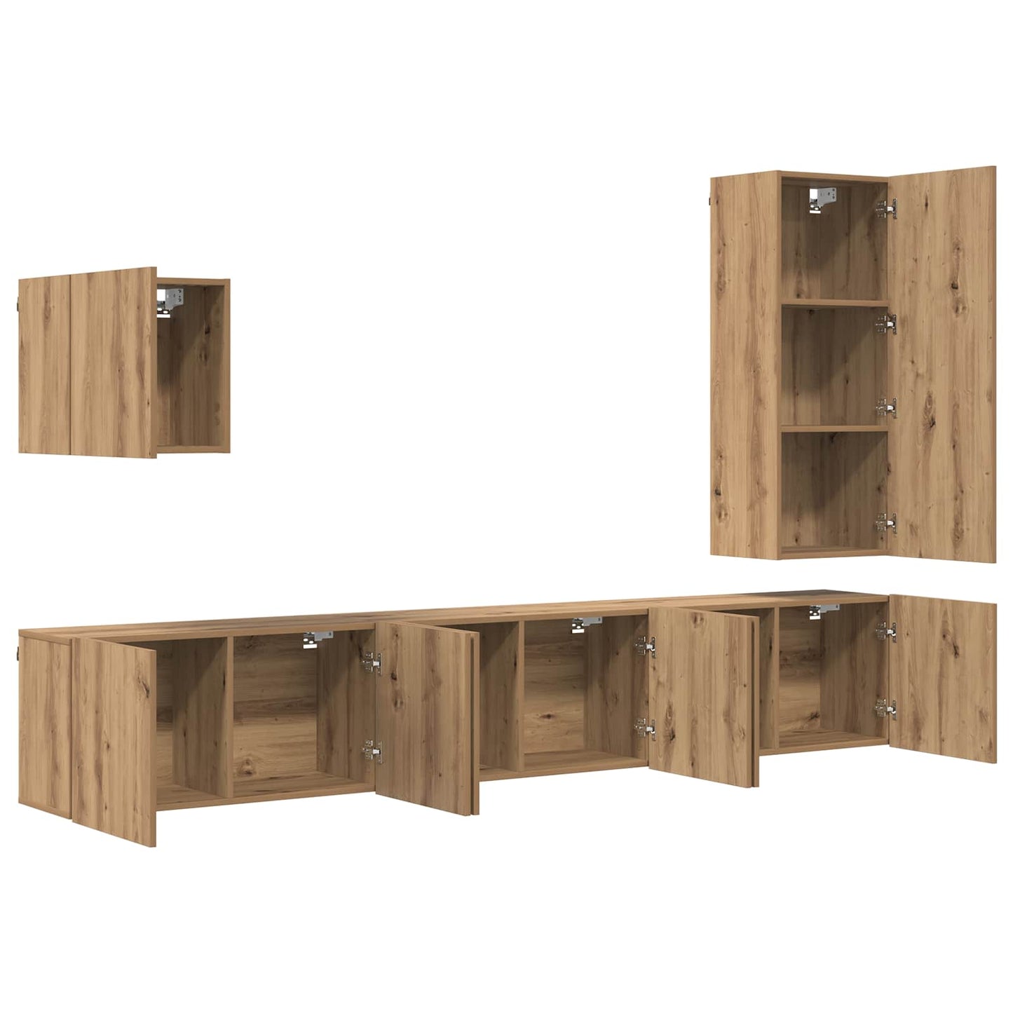 TV-wandmeubel Wandgemonteerd 5 pcs Artisan Eiken Bewerkt hout is nu te koop bij PeponiXL, paradijselijk wonen!