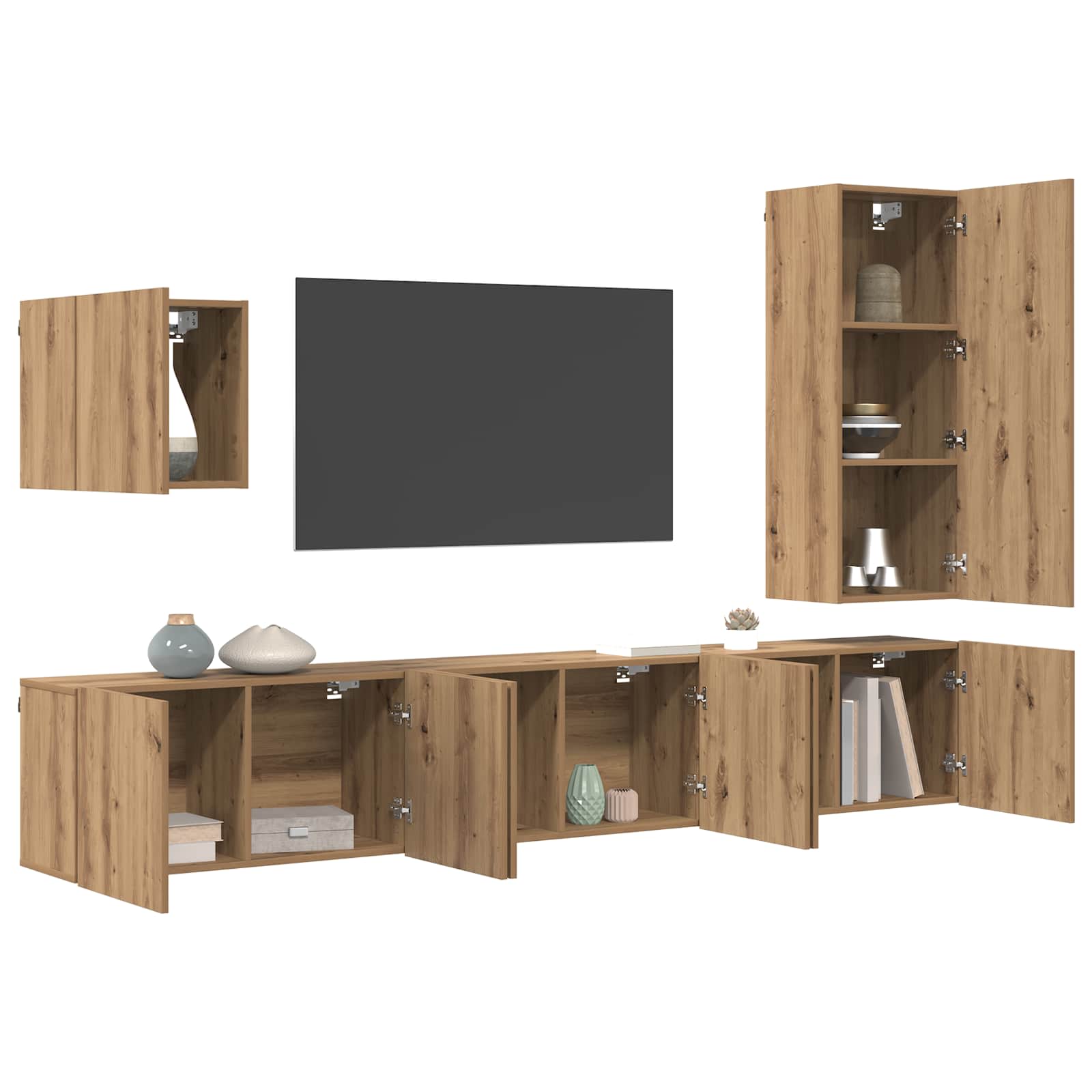 TV-wandmeubel Wandgemonteerd 5 pcs Artisan Eiken Bewerkt hout is nu te koop bij PeponiXL, paradijselijk wonen!