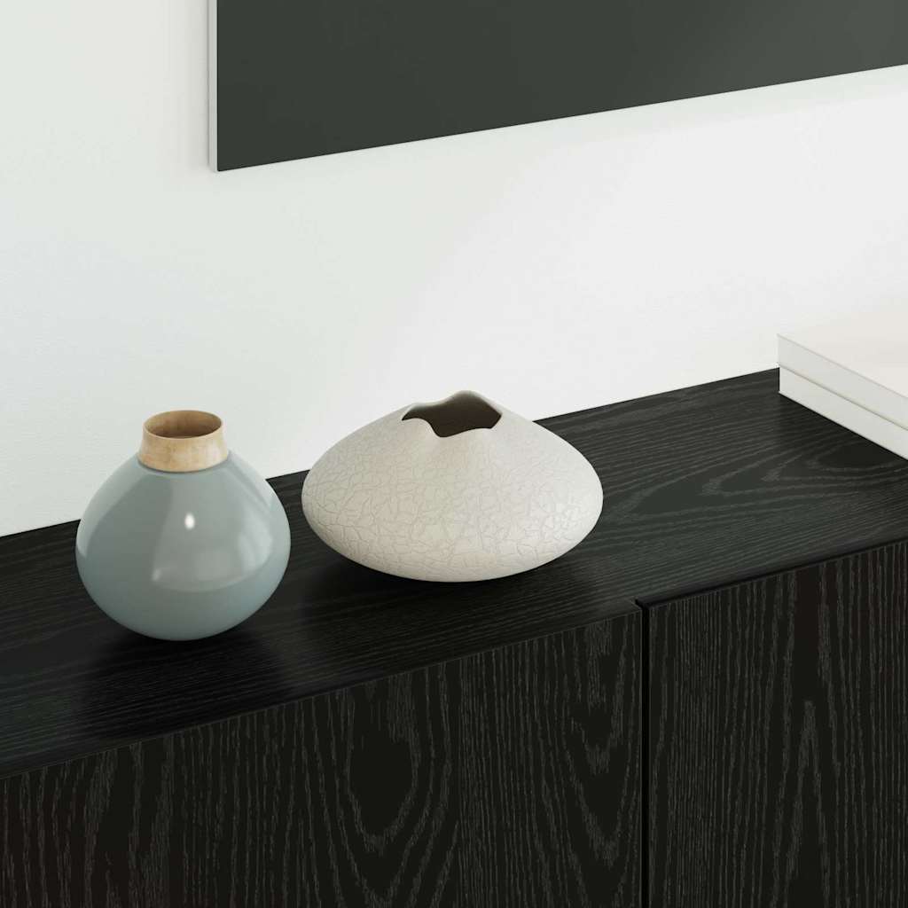 TV-wandmeubel Wandgemonteerd 5 pcs Zwart Eiken Bewerkt hout is nu te koop bij PeponiXL, paradijselijk wonen!