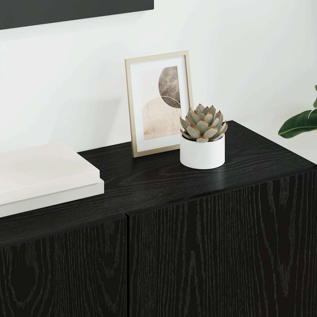 TV-wandmeubel Wandgemonteerd 5 stuks Zwart Eiken Bewerkt hout is nu te koop bij PeponiXL, paradijselijk wonen!