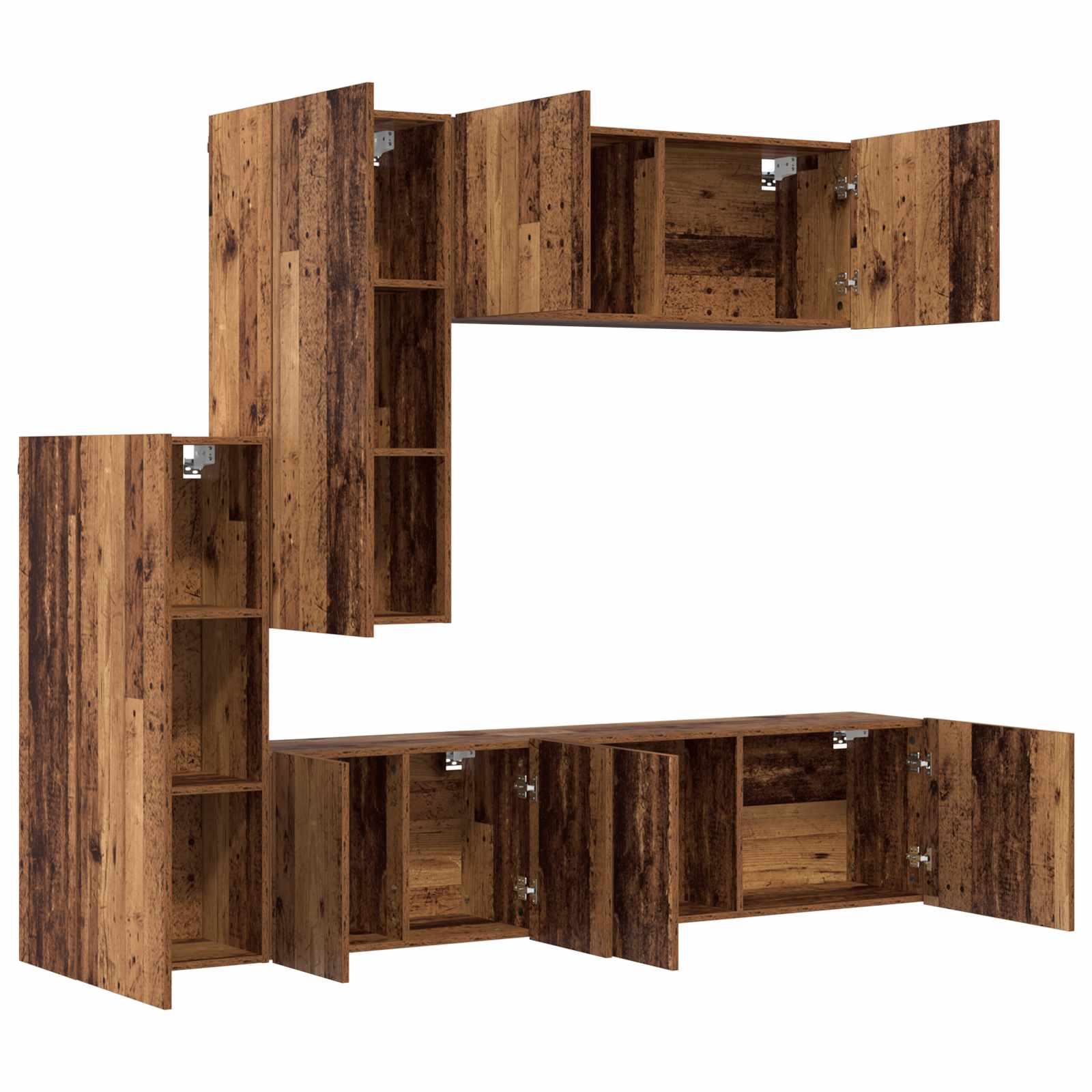 TV-wandmeubel Wandgemonteerd 5 pcs Oud Hout Bewerkt hout is nu te koop bij PeponiXL, paradijselijk wonen!