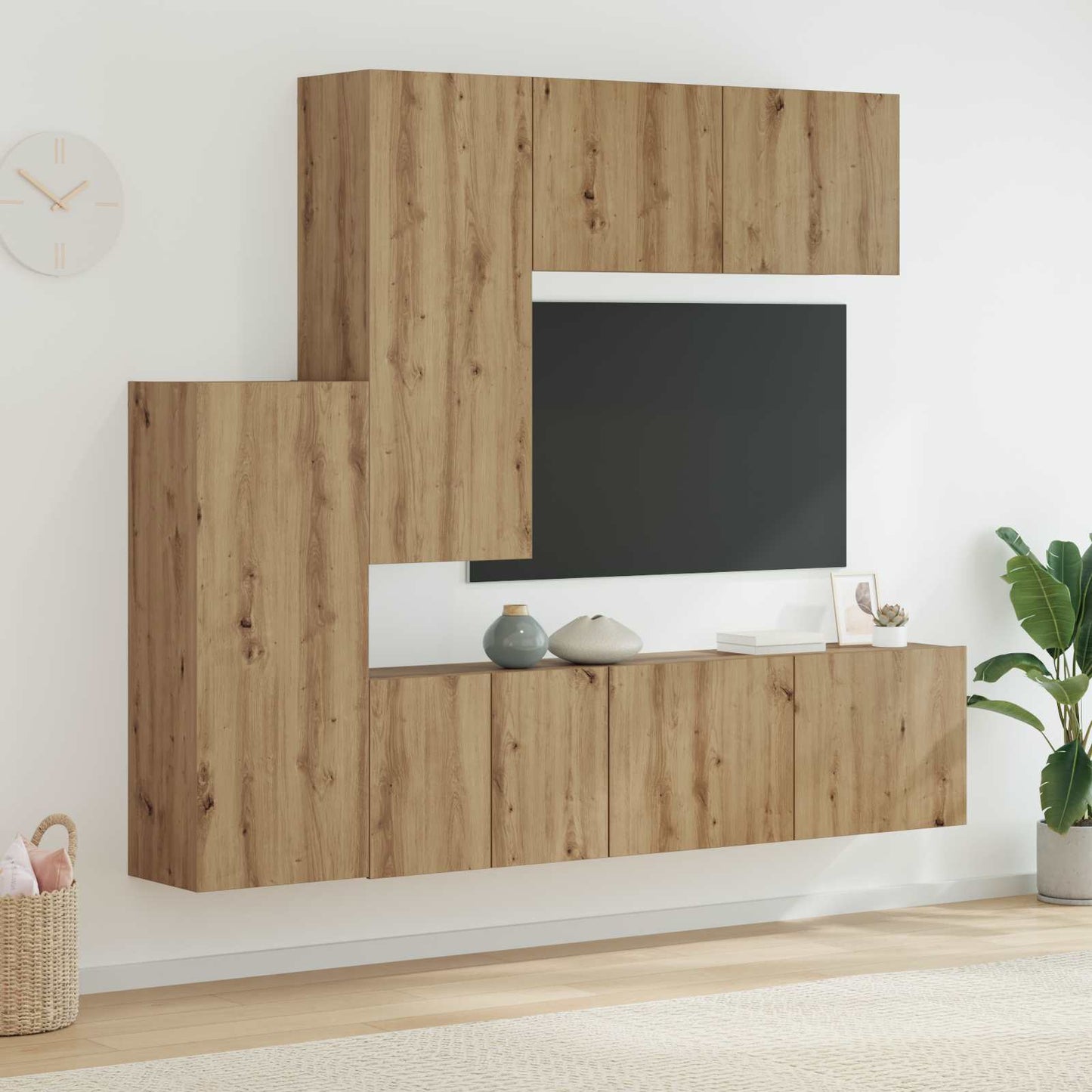 TV-wandmeubel Wandgemonteerd 5 pcs Artisan Eiken Bewerkt hout is nu te koop bij PeponiXL, paradijselijk wonen!