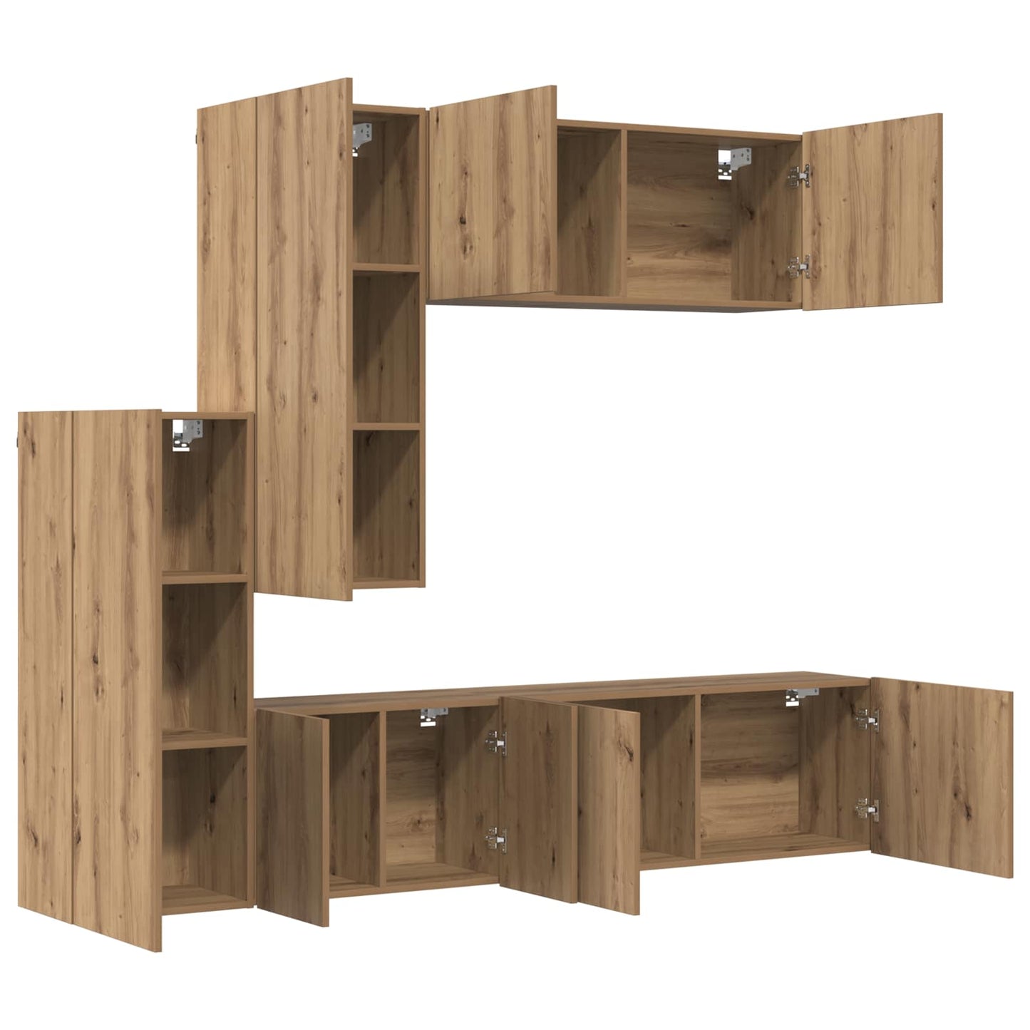 TV-wandmeubel Wandgemonteerd 5 pcs Artisan Eiken Bewerkt hout is nu te koop bij PeponiXL, paradijselijk wonen!
