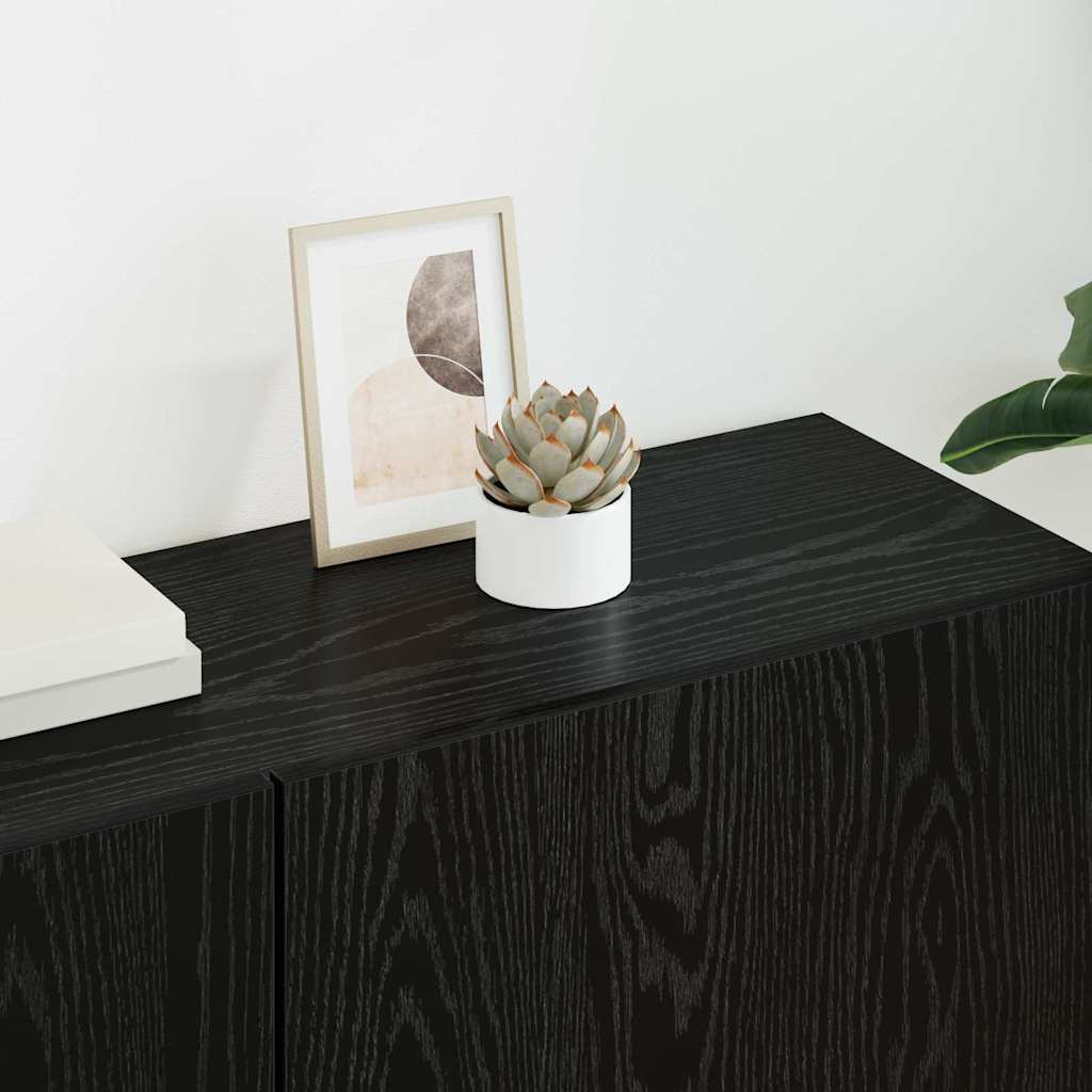 TV-wandmeubel Wandgemonteerd 5 pcs Zwart eiken Bewerkt hout is nu te koop bij PeponiXL, paradijselijk wonen!
