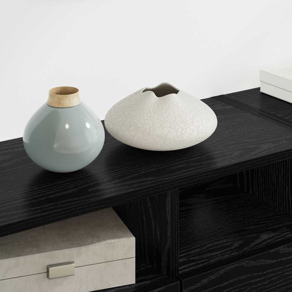 TV Wandmeubels 4 pcs Zwart Eiken Bewerkt hout is nu te koop bij PeponiXL, paradijselijk wonen!