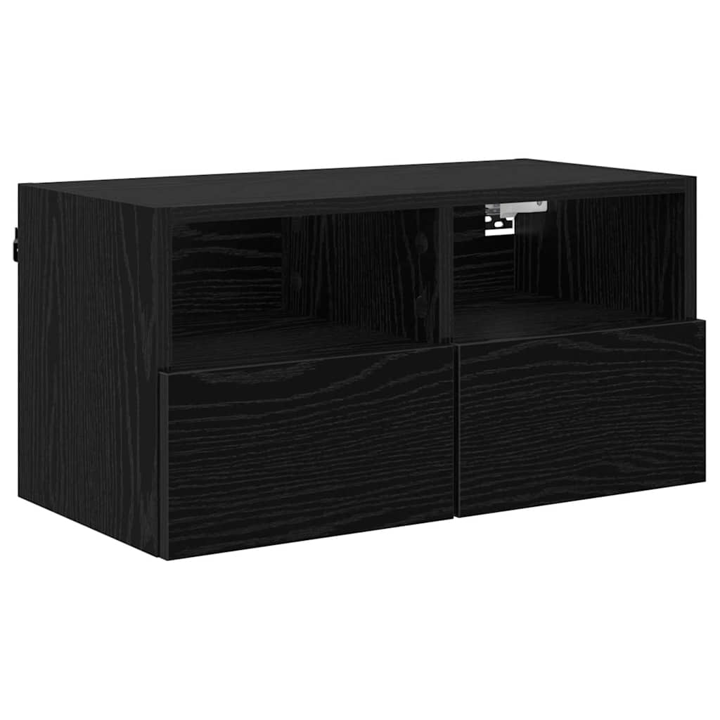 TV Wandmeubels 4 pcs Zwart Eiken Bewerkt hout is nu te koop bij PeponiXL, paradijselijk wonen!