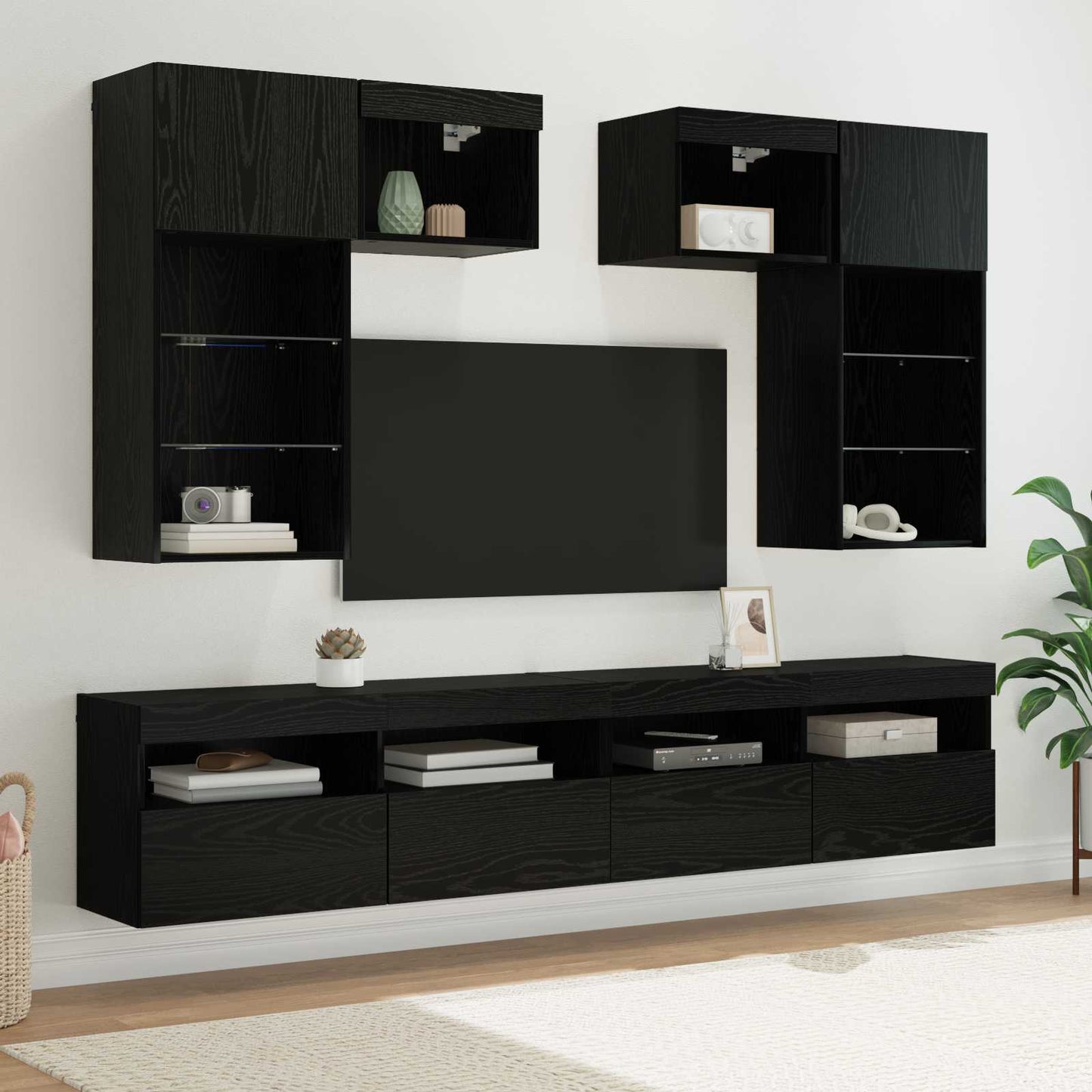 TV Wandmeubels Wandgemonteerd 6 pcs Artisan Eiken Bewerkt hout is nu te koop bij PeponiXL, paradijselijk wonen!