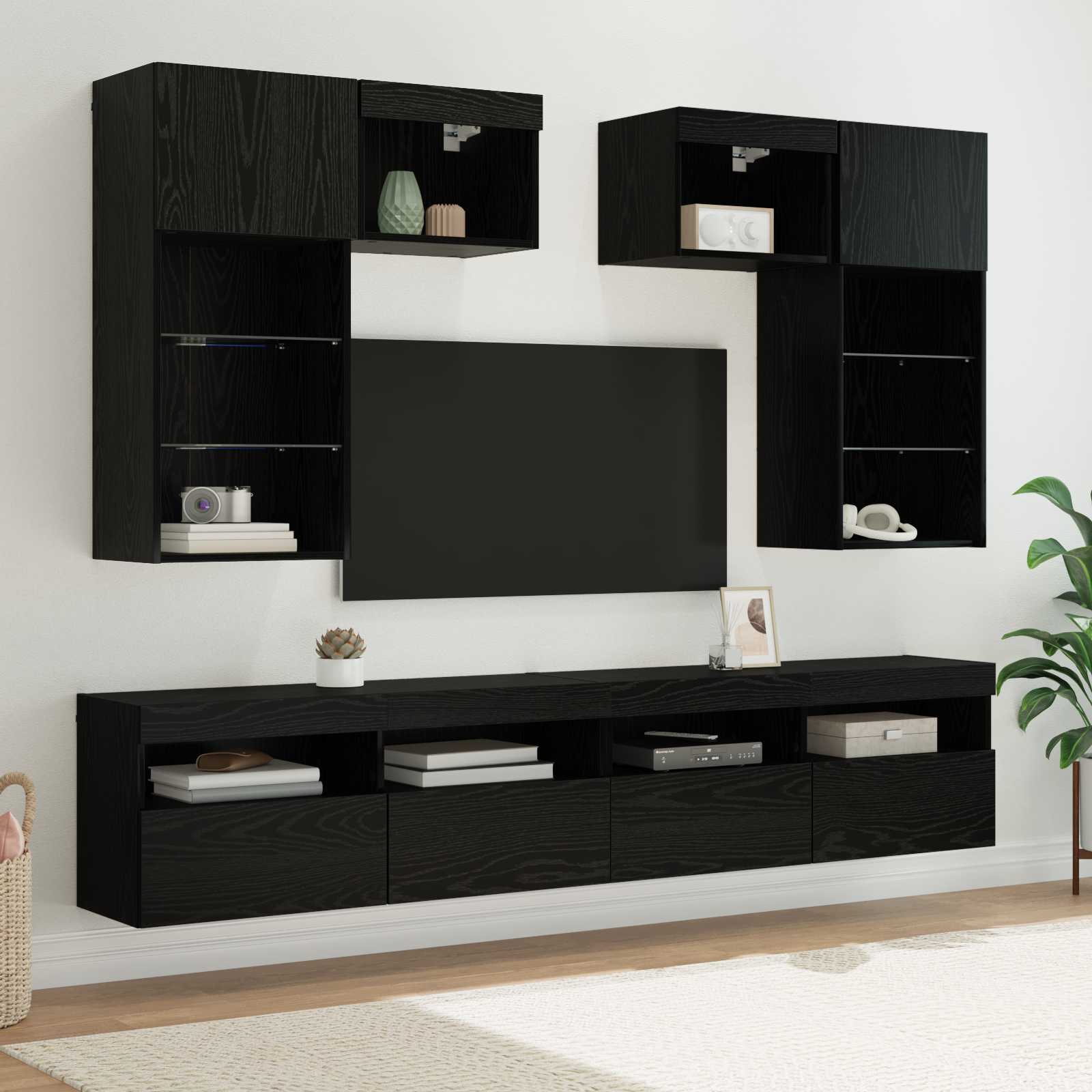 TV Wandmeubels Wandgemonteerd 6 pcs Artisan Eiken Bewerkt hout is nu te koop bij PeponiXL, paradijselijk wonen!