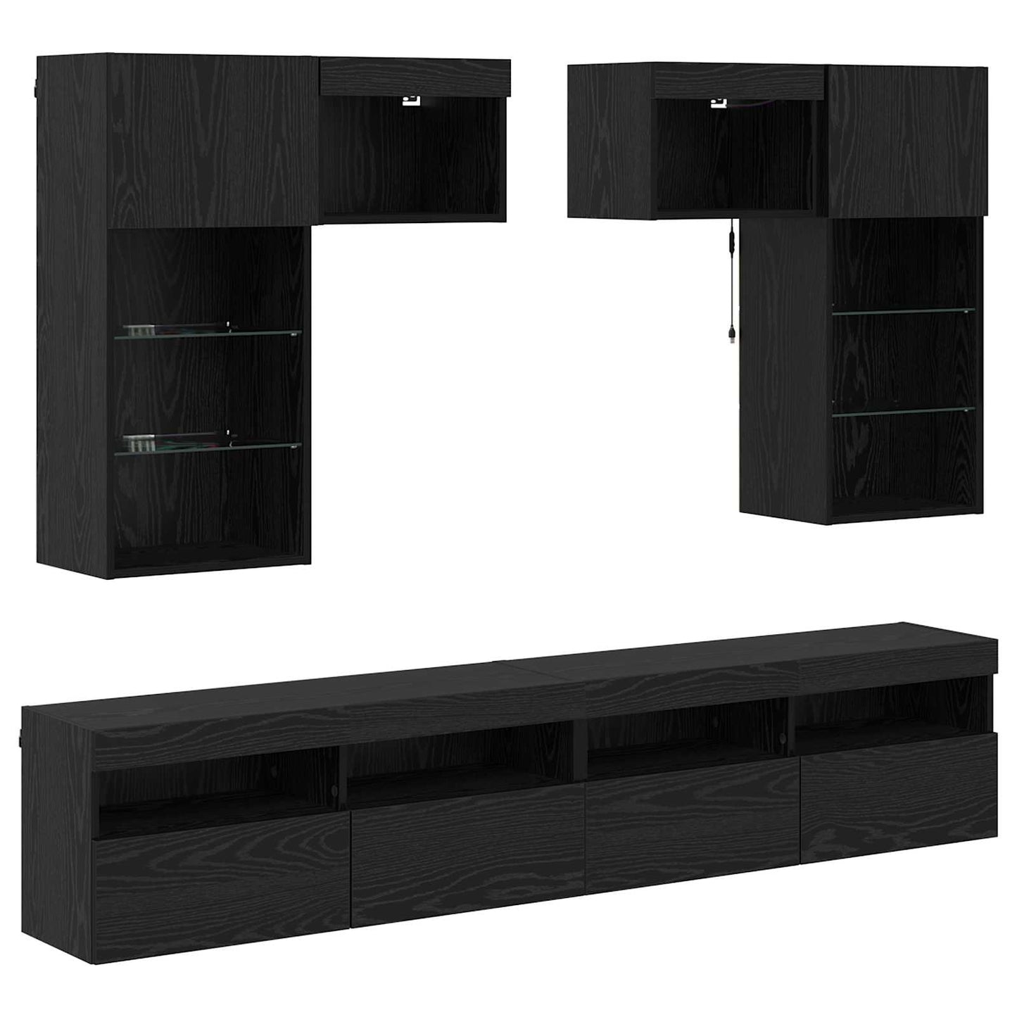TV Wandmeubels Wandgemonteerd 6 pcs Artisan Eiken Bewerkt hout is nu te koop bij PeponiXL, paradijselijk wonen!