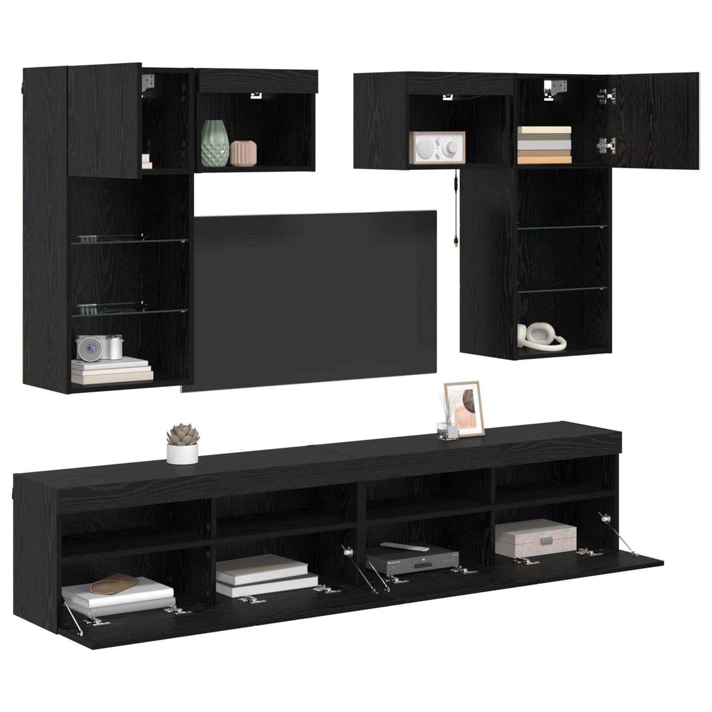 TV Wandmeubels Wandgemonteerd 6 pcs Artisan Eiken Bewerkt hout is nu te koop bij PeponiXL, paradijselijk wonen!