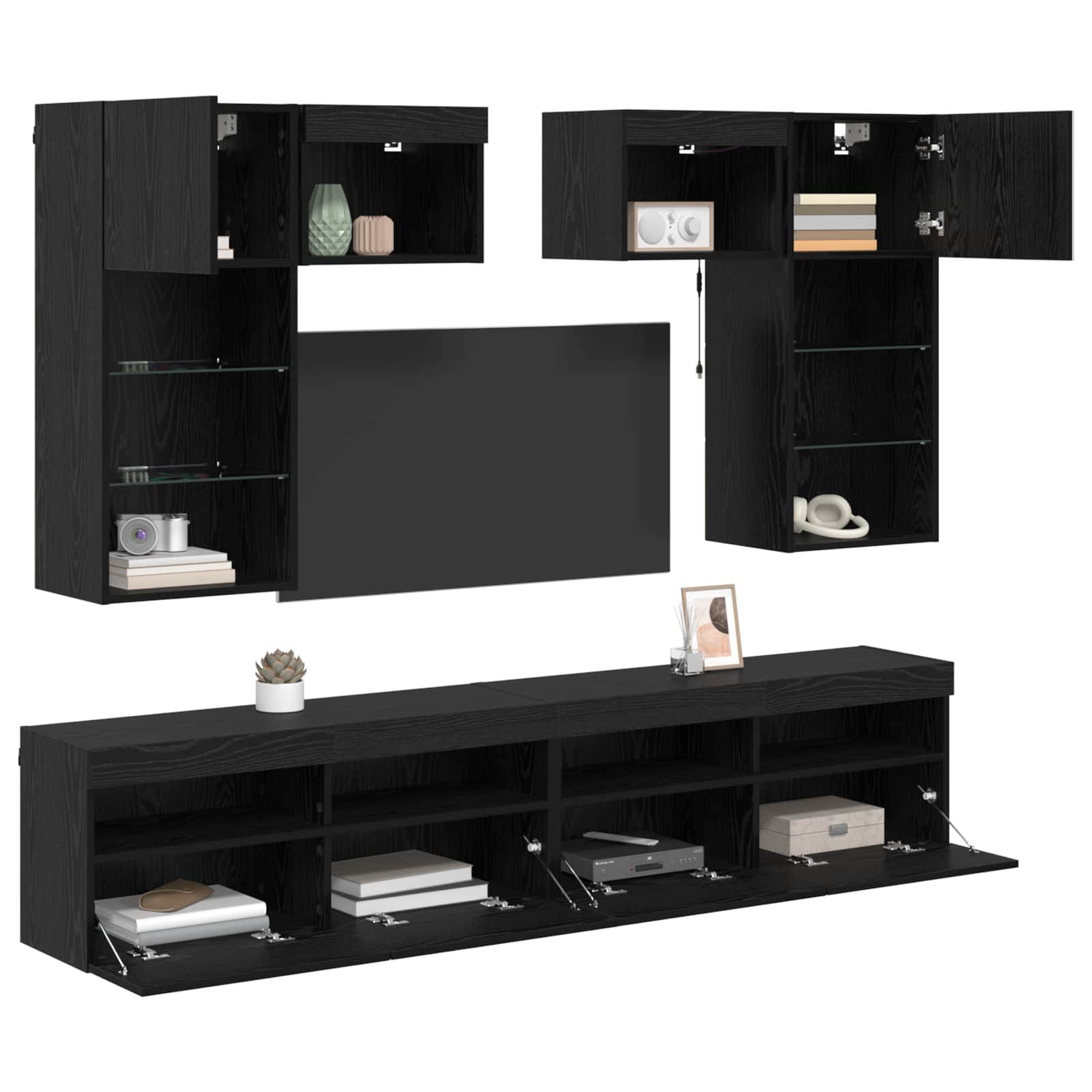 TV Wandmeubels Wandgemonteerd 6 pcs Artisan Eiken Bewerkt hout is nu te koop bij PeponiXL, paradijselijk wonen!