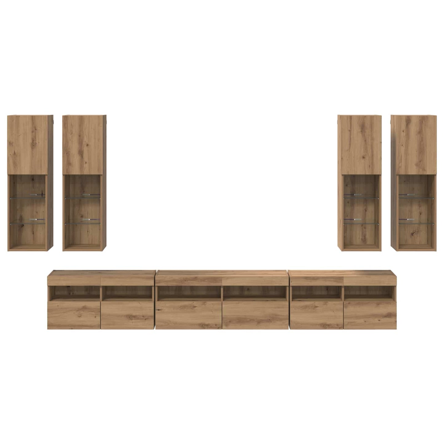 TV Wandkast Set Wandgemonteerd 7 pcs Artisan Eiken Bewerkt hout is nu te koop bij PeponiXL, paradijselijk wonen!