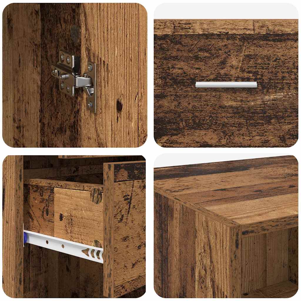 Highboard met lade Oud Hout 50 x 42,5 x 225 cm Bewerkt hout is nu te koop bij PeponiXL, paradijselijk wonen!