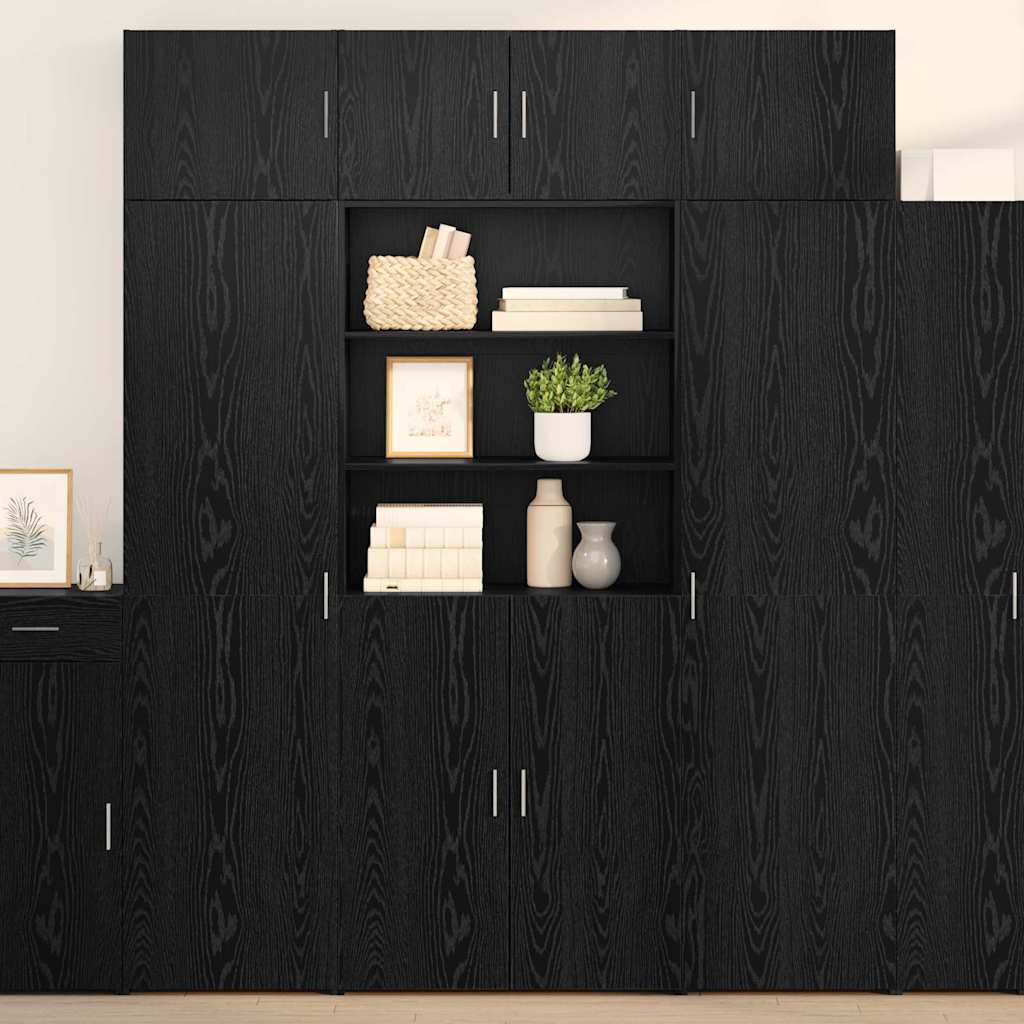 Opbergkast Zwart Eiken 80 x 42,5 x 225 cm Bewerkt hout is nu te koop bij PeponiXL, paradijselijk wonen!