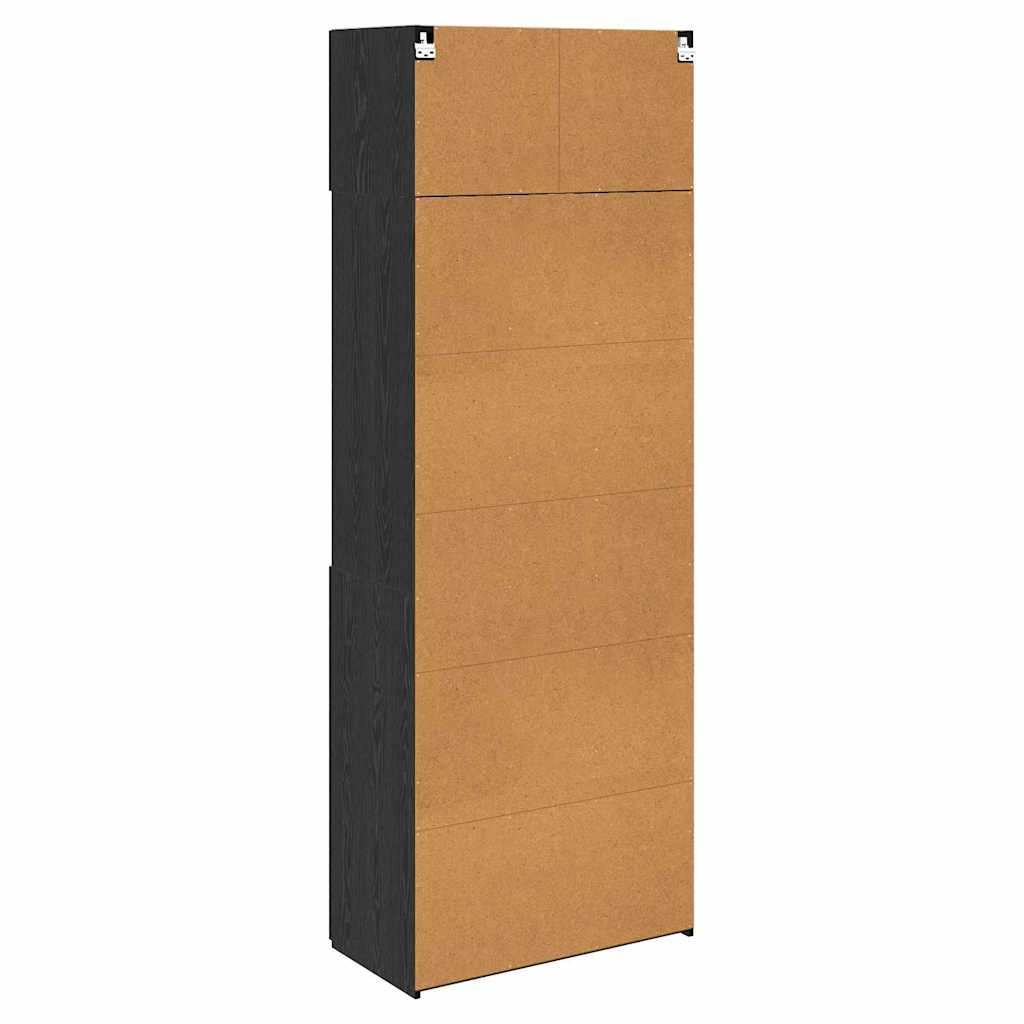 Opbergkast Zwart Eiken 80 x 42,5 x 225 cm Bewerkt hout is nu te koop bij PeponiXL, paradijselijk wonen!