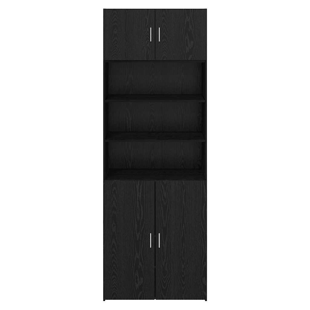 Opbergkast Zwart Eiken 80 x 42,5 x 225 cm Bewerkt hout is nu te koop bij PeponiXL, paradijselijk wonen!