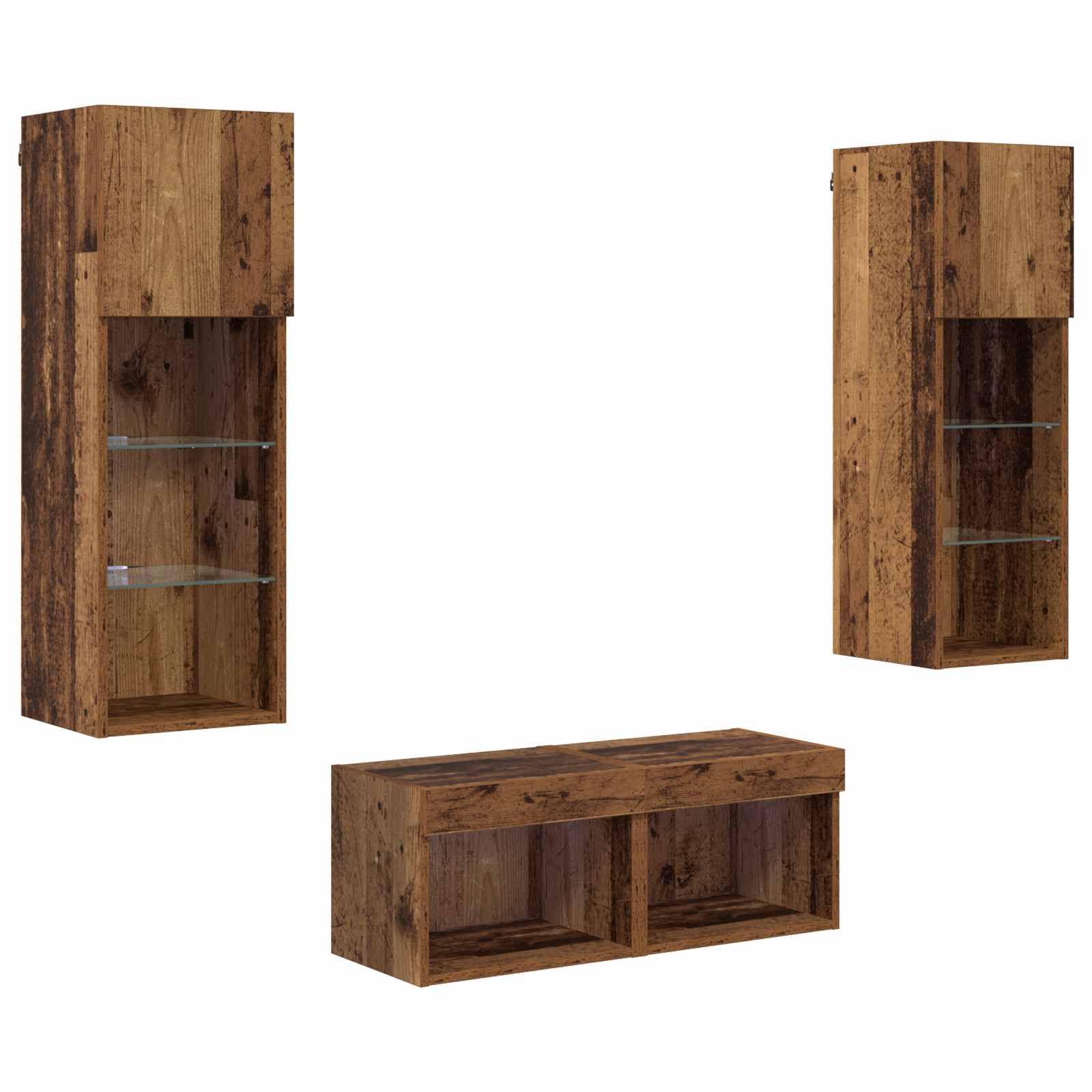 TV Wandkasten Wandgemonteerd 4 pcs Artisan Eiken Bewerkt hout is nu te koop bij PeponiXL, paradijselijk wonen!