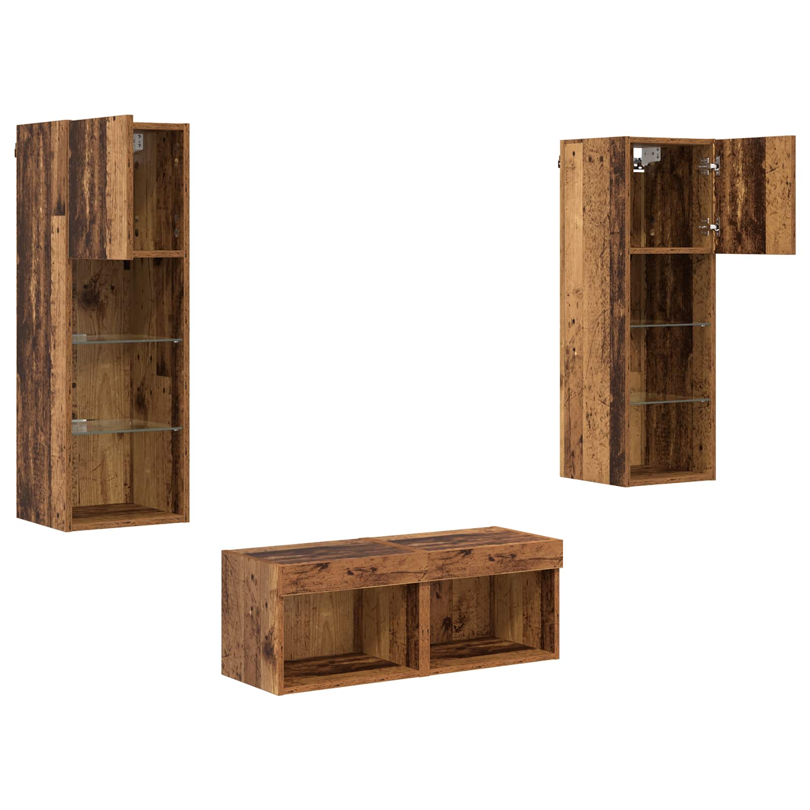 TV Wandkasten Wandgemonteerd 4 pcs Artisan Eiken Bewerkt hout is nu te koop bij PeponiXL, paradijselijk wonen!