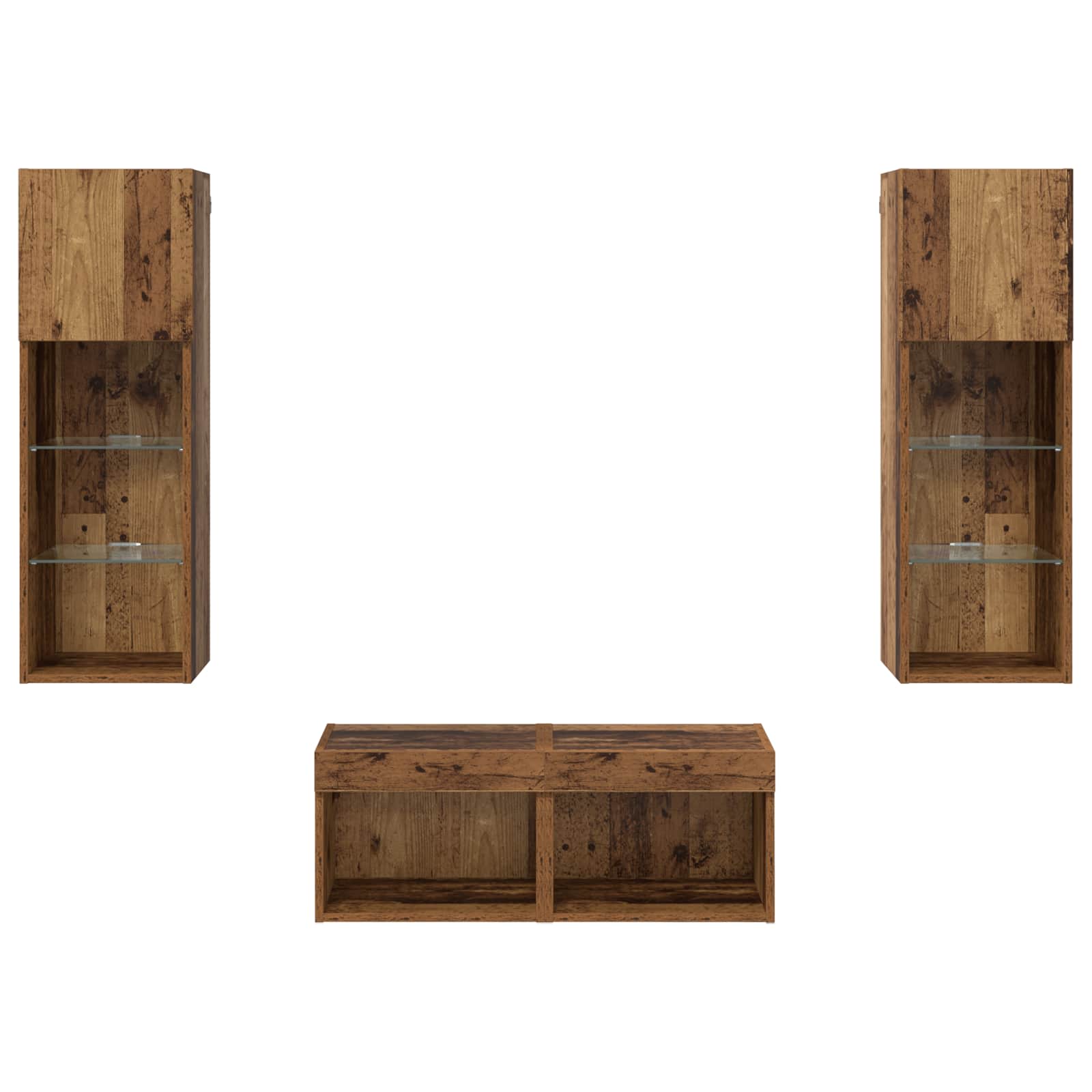 TV Wandkasten Wandgemonteerd 4 pcs Artisan Eiken Bewerkt hout is nu te koop bij PeponiXL, paradijselijk wonen!